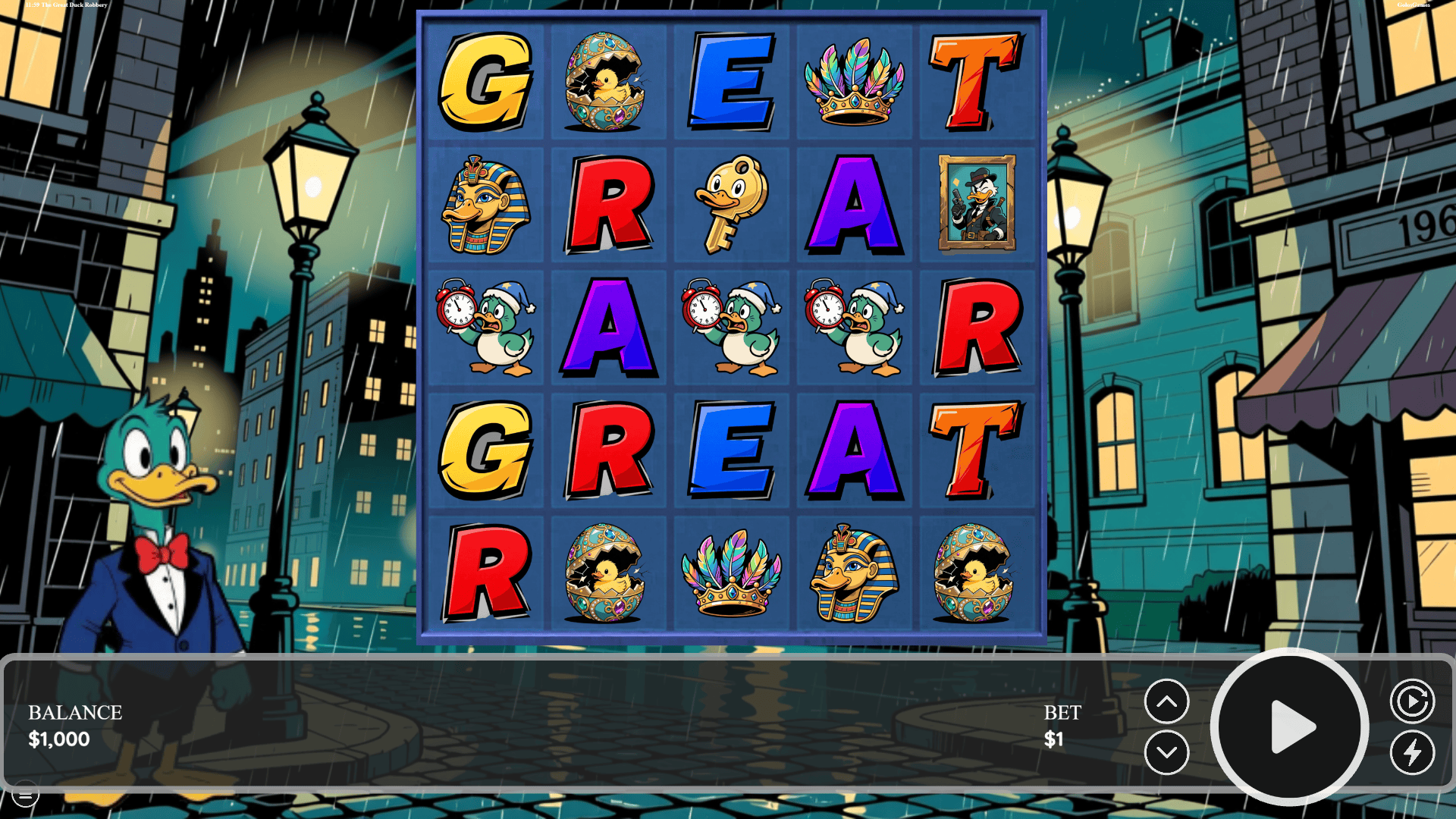 The Great Duck Robbery slot gameplay reels