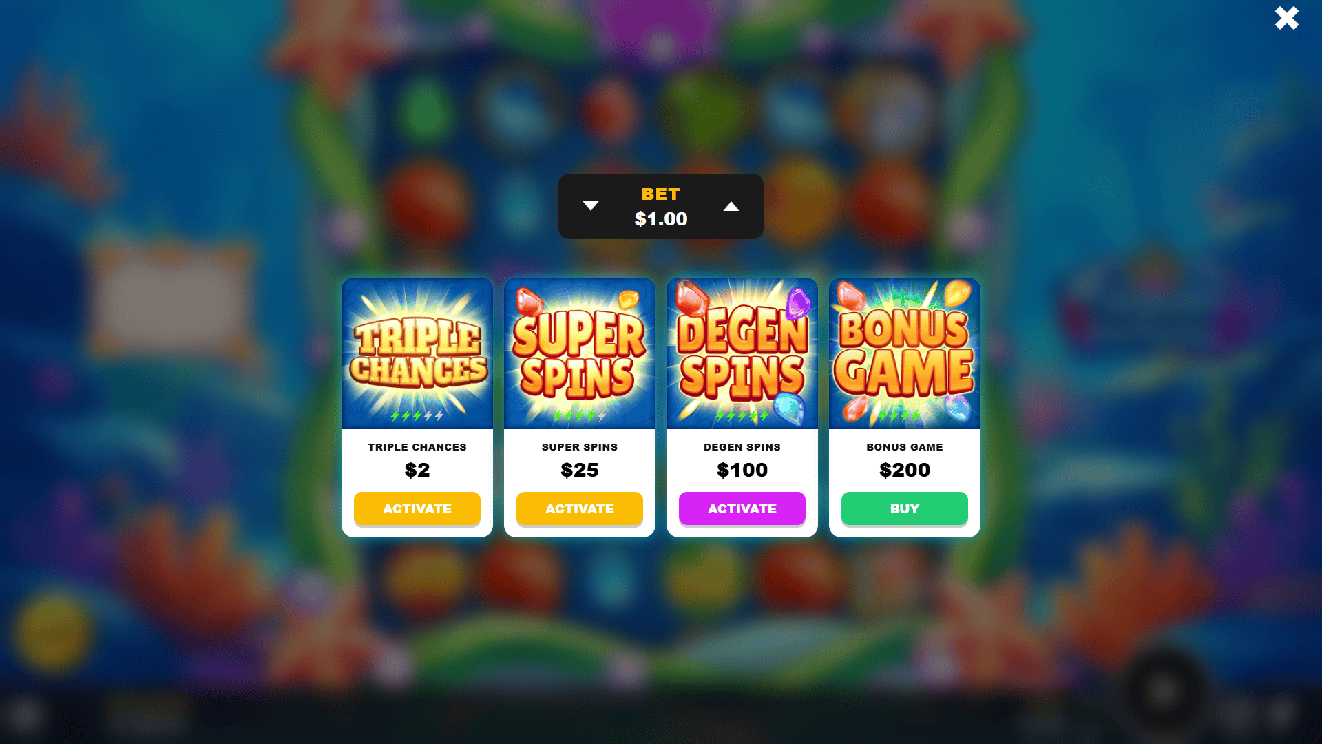 Trident Fortune bonus buy menu