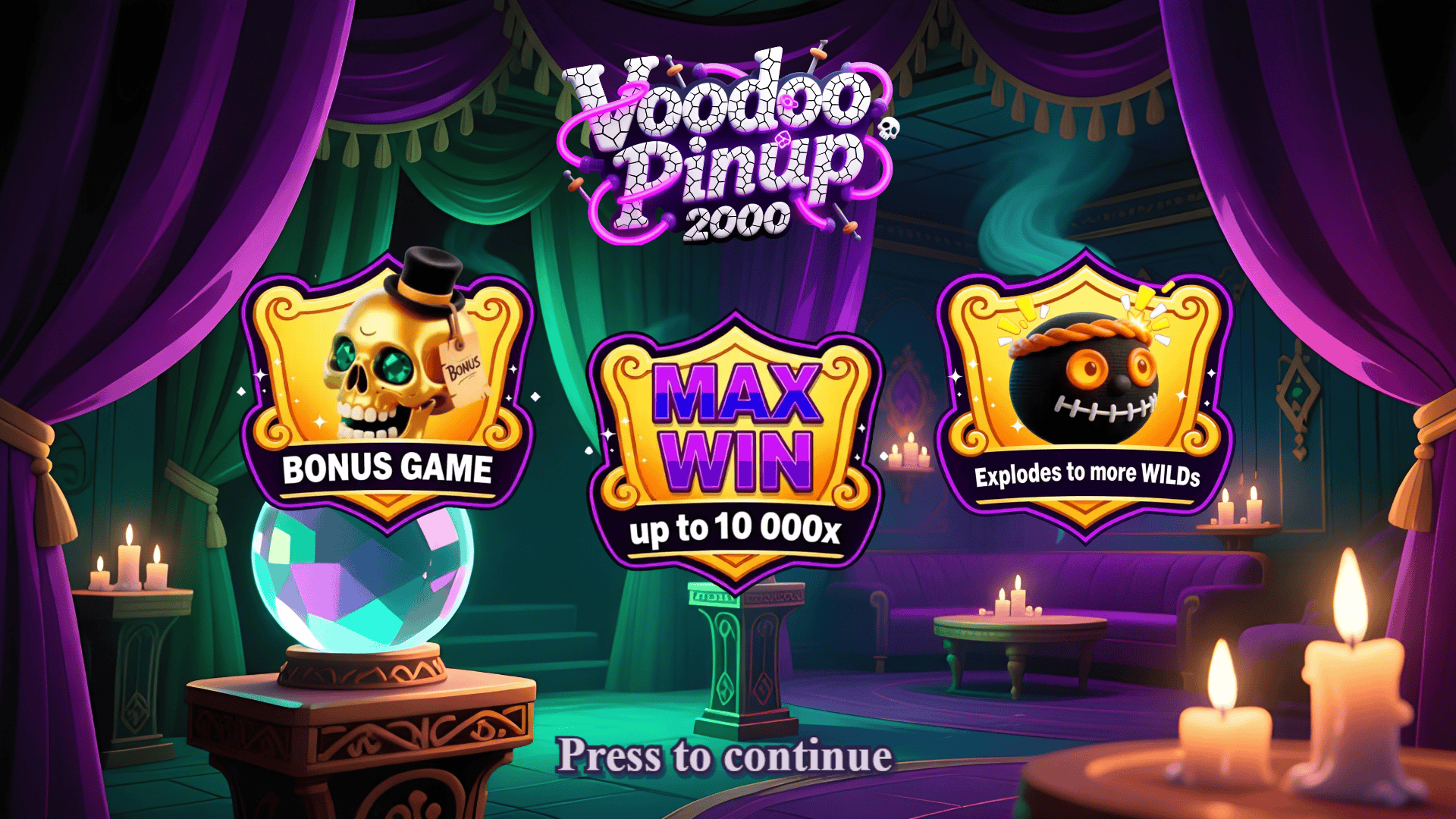 Voodoo Pinup 2000 slot intro screen