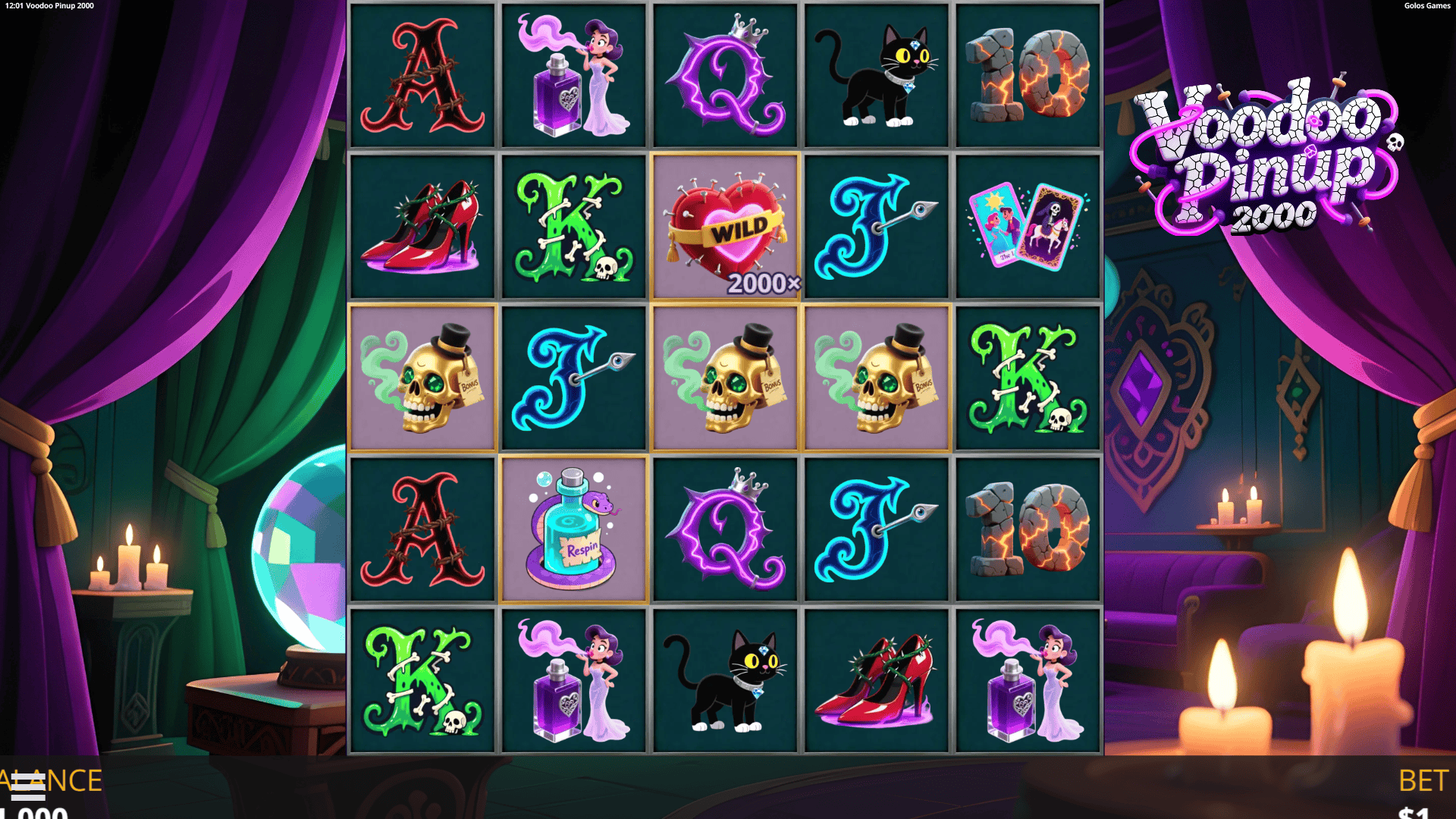 Voodoo Pinup 2000 slot gameplay reels
