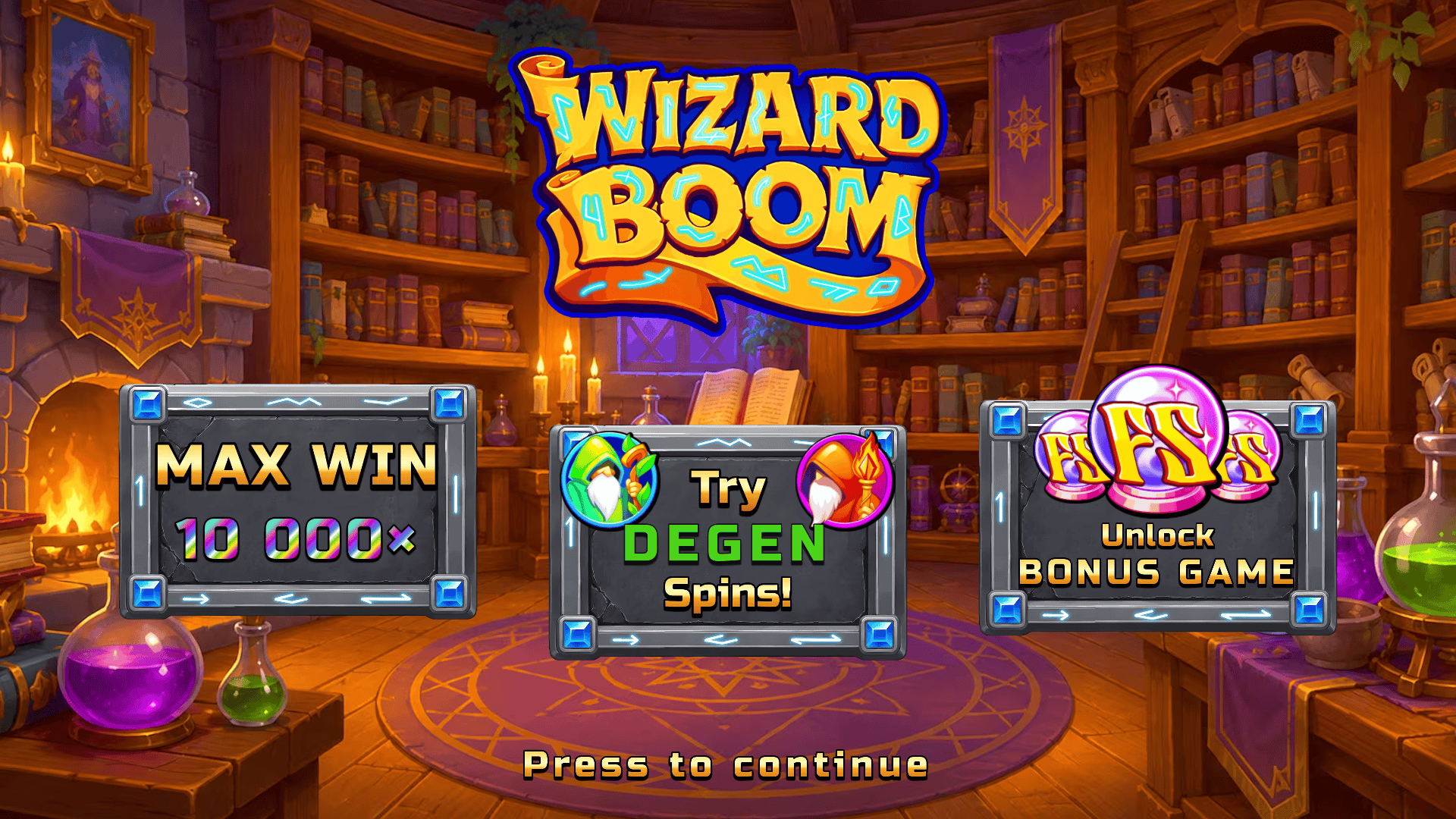 Wizard Boom slot intro screen