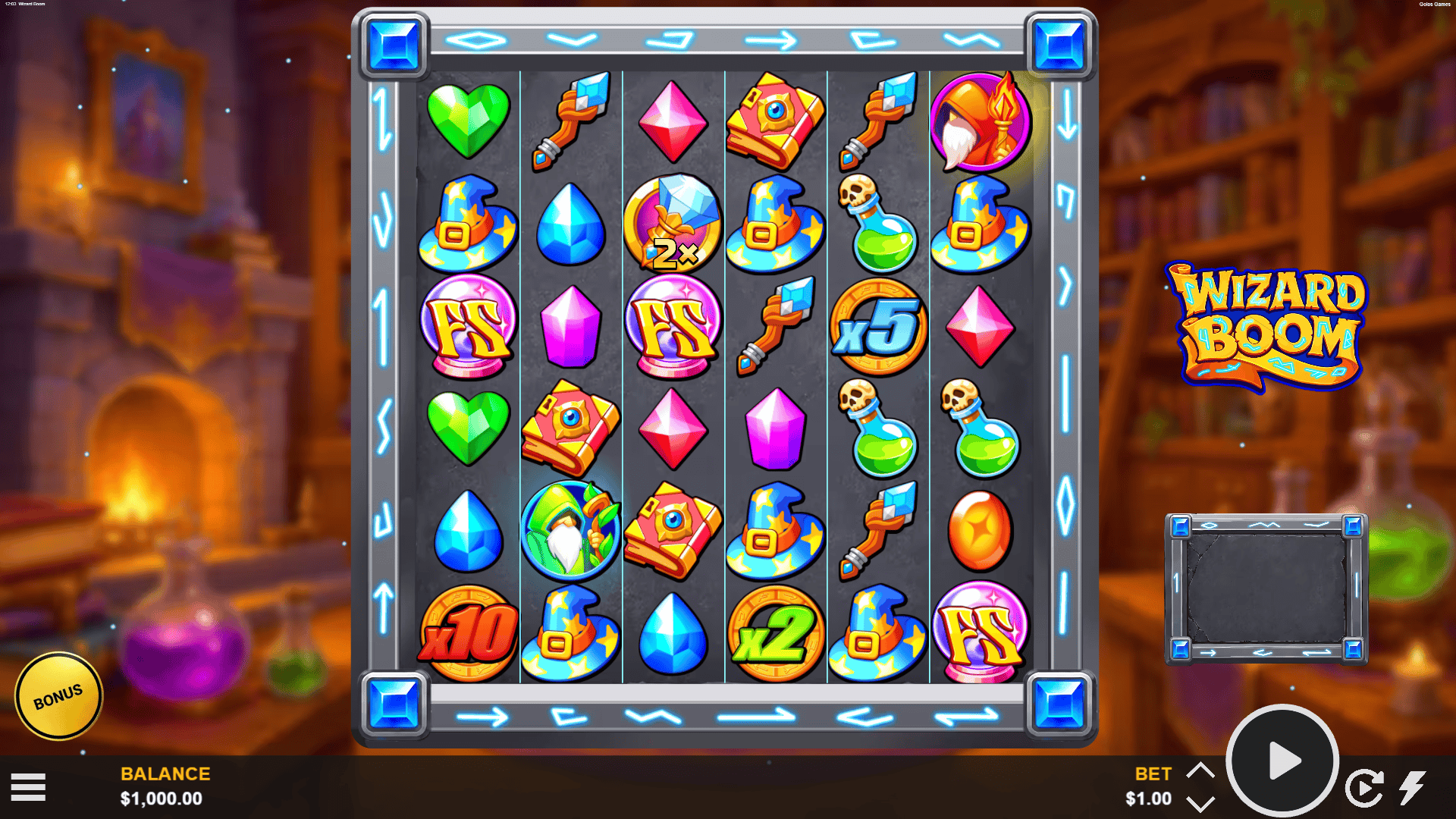 Wizard Boom slot gameplay reels