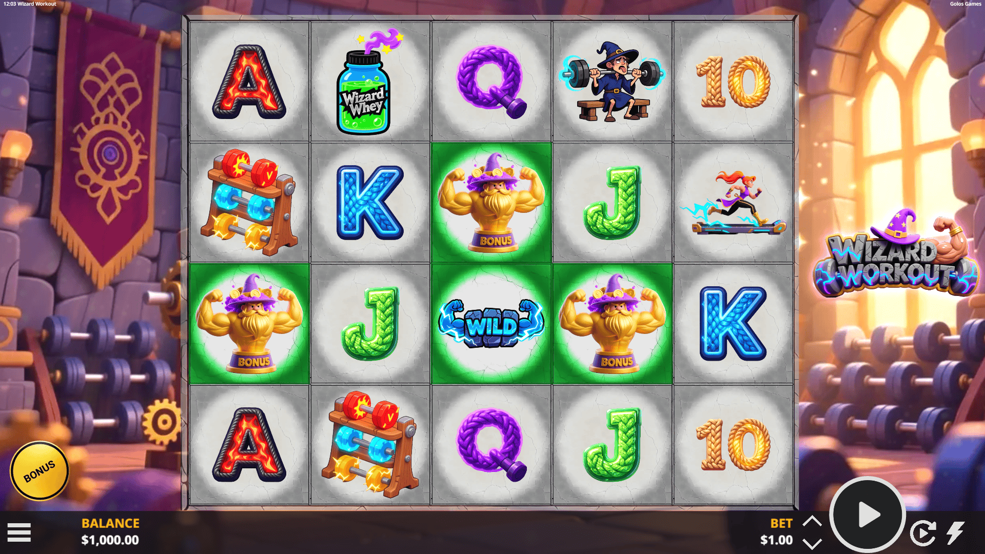 Wizard Workout slot gameplay reels