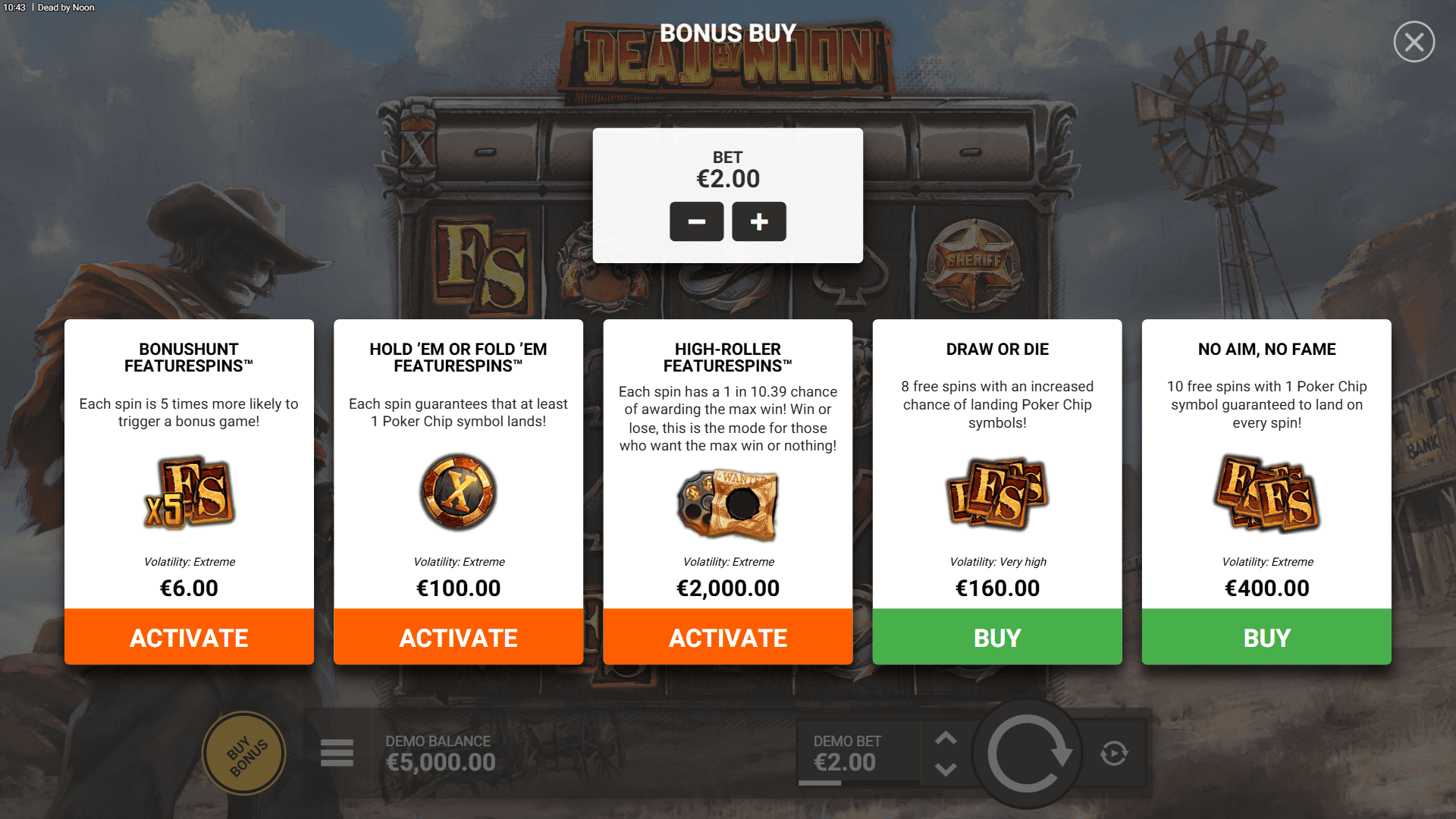 Dead bonus buy menu