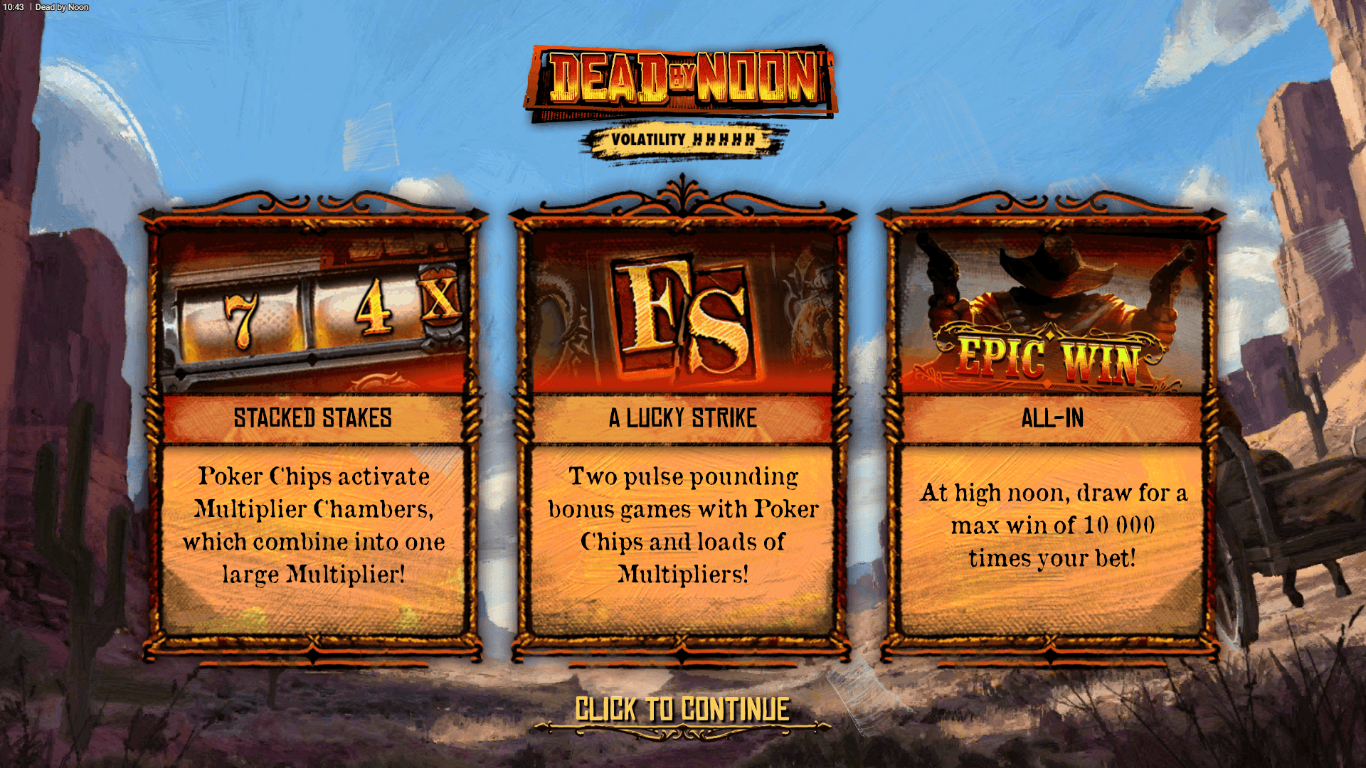 Dead slot intro screen