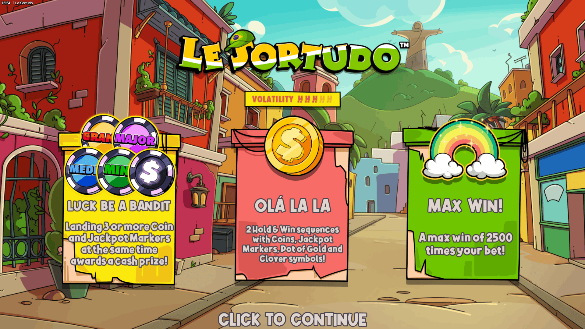 Le Sortudo slot intro screen