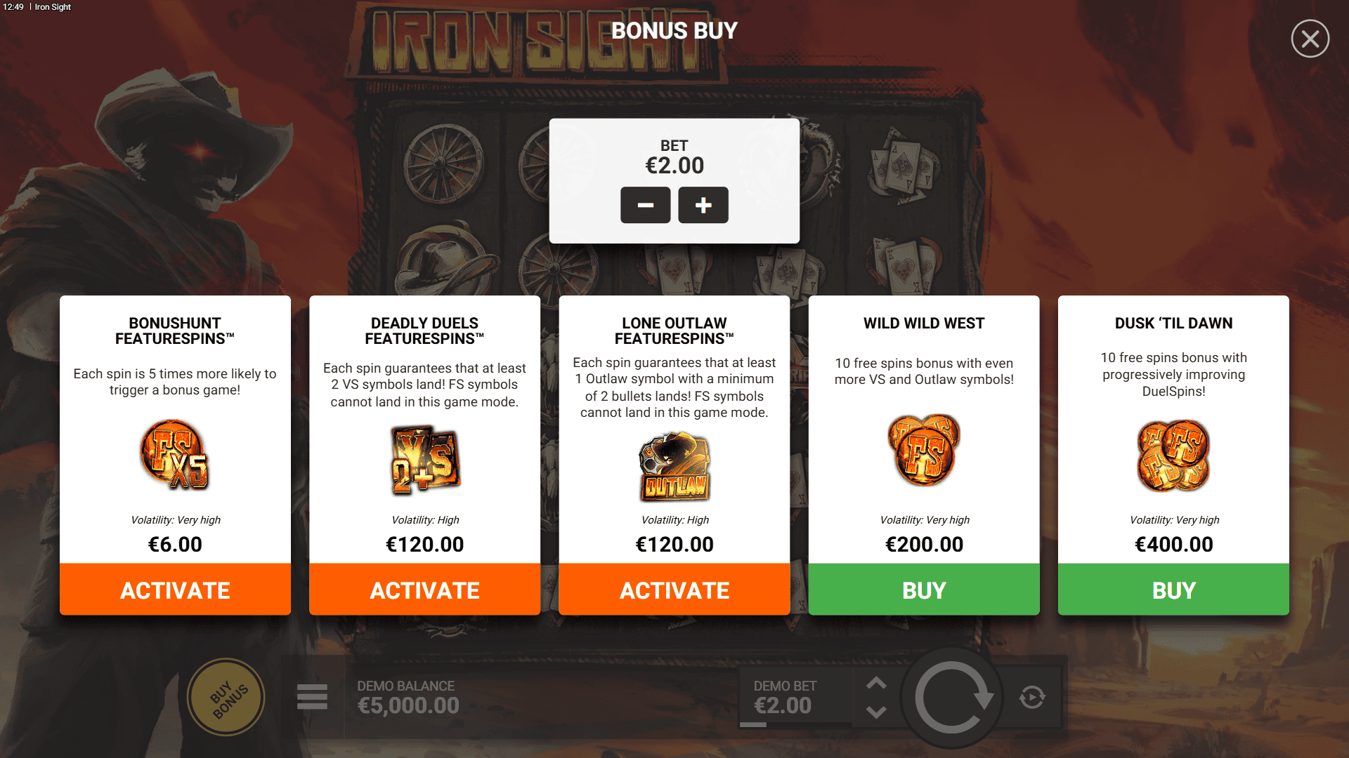 Iron Sight bonus buy menu