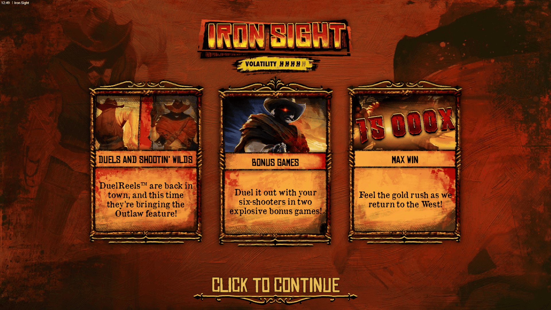 Iron Sight slot intro screen