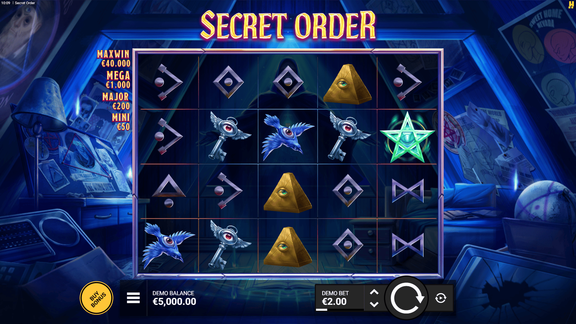 Secret Order slot gameplay reels