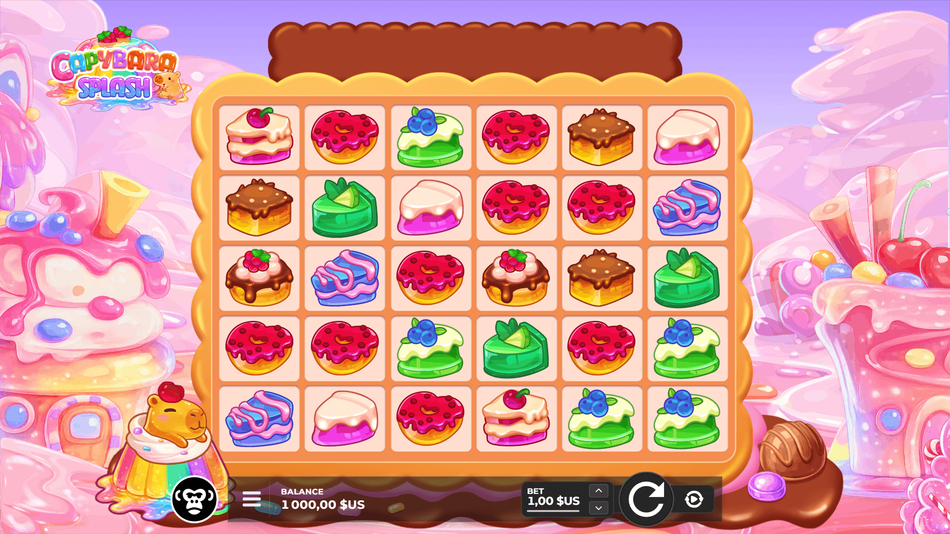 Capybara Splash slot gameplay reels