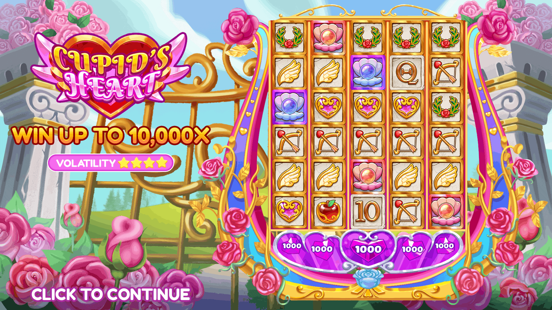 Cupids Heart slot intro screen