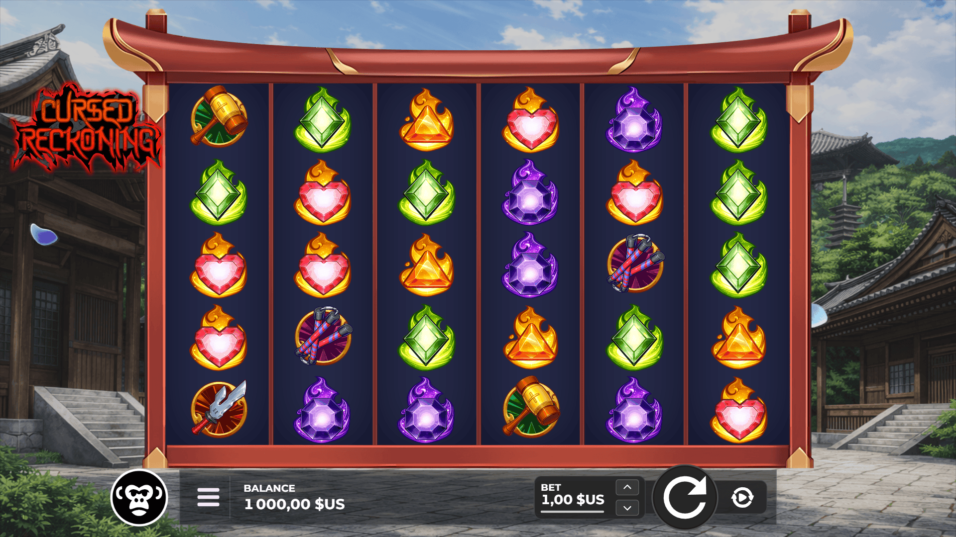Cursed Reckoning slot gameplay reels