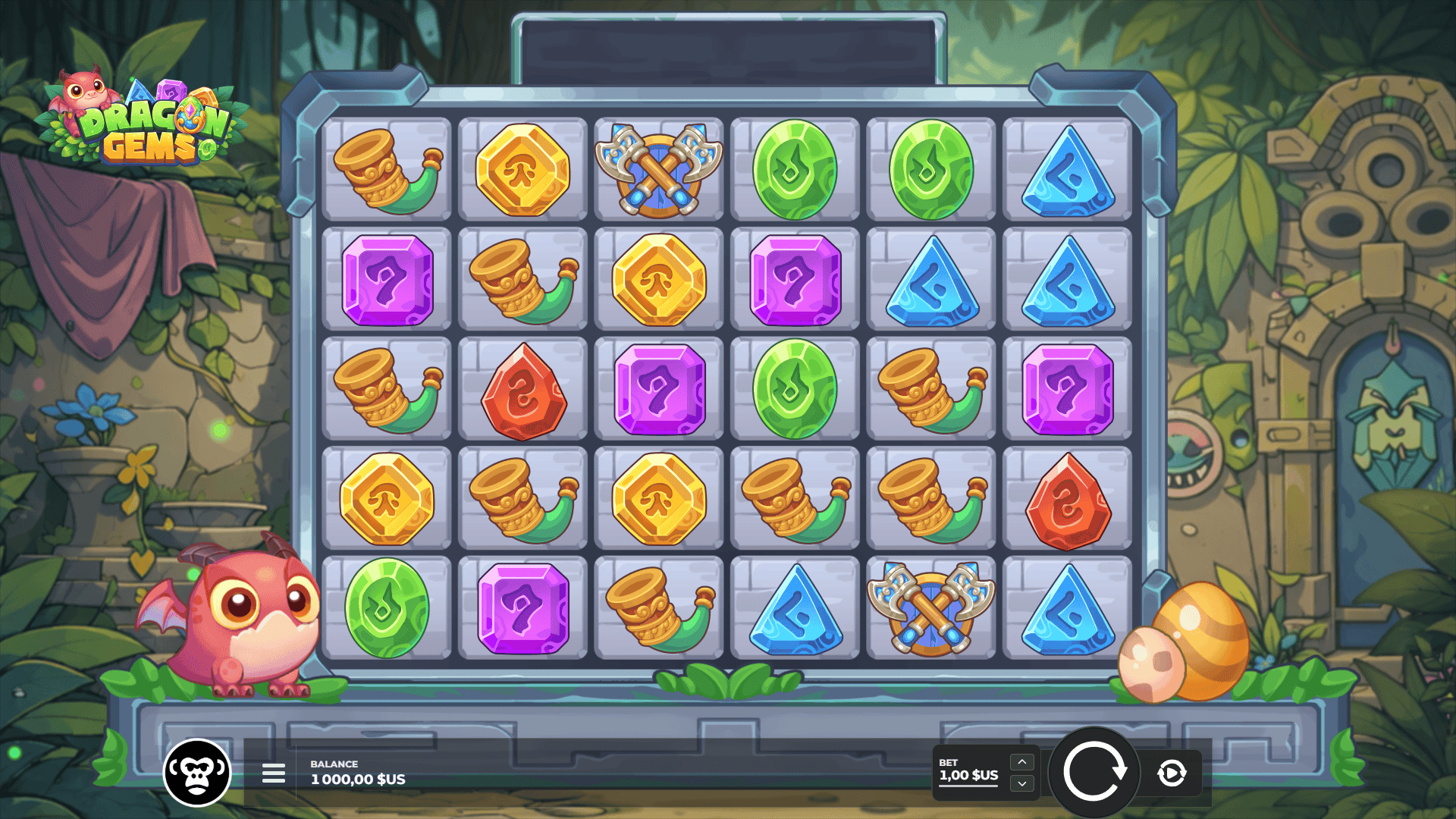 Dragon Gems slot gameplay reels