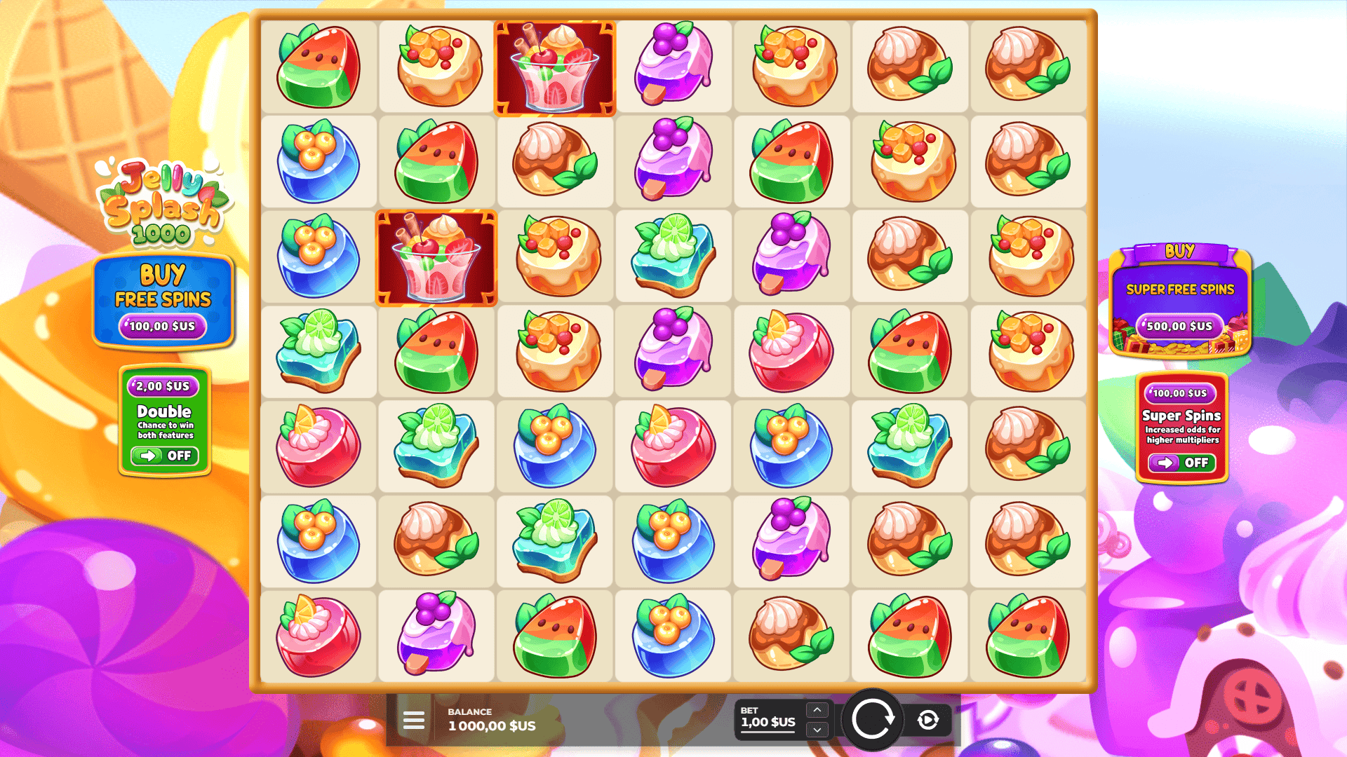 Jelly Splash 1000 slot gameplay reels