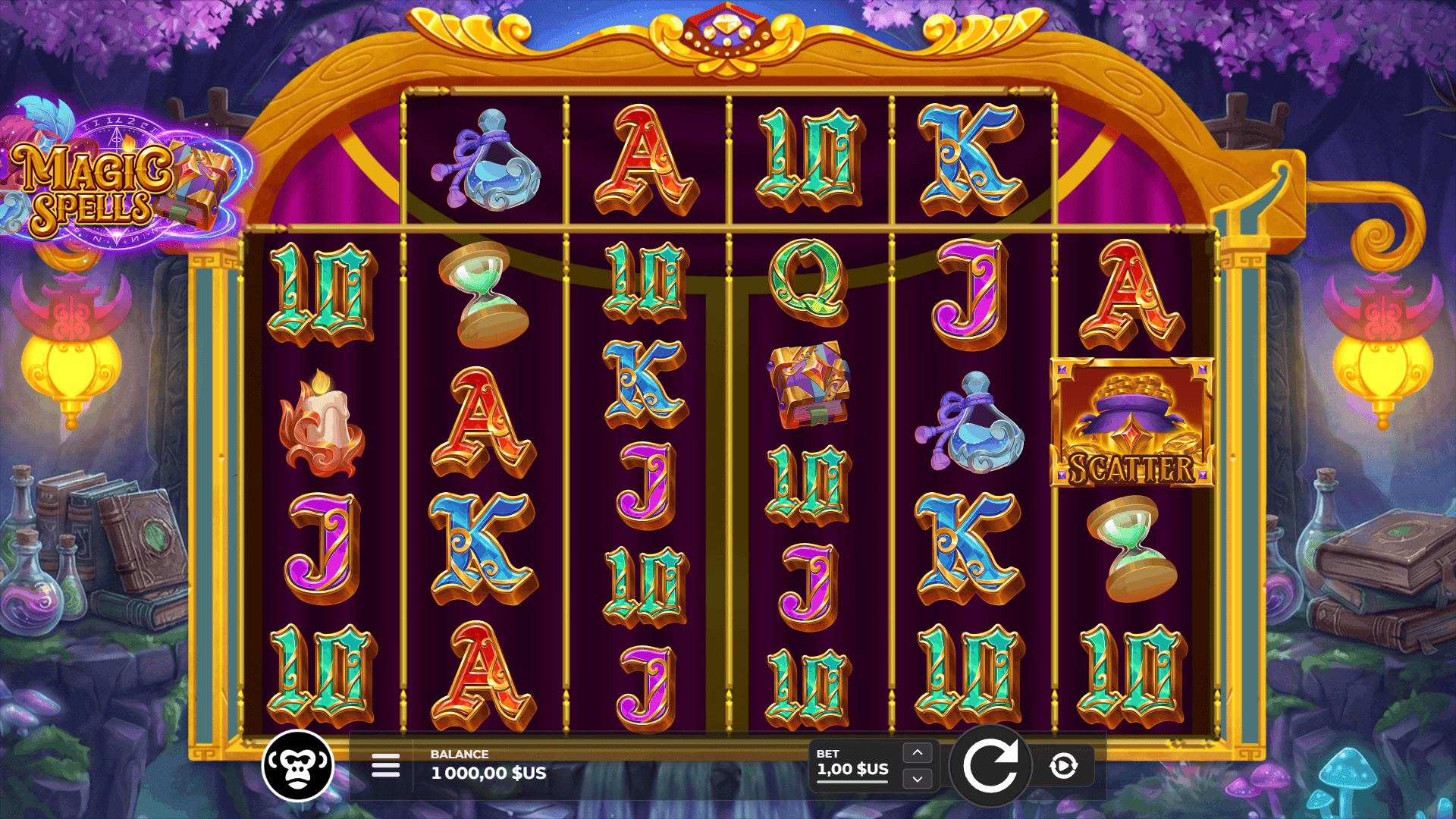 Magic Spells slot gameplay reels