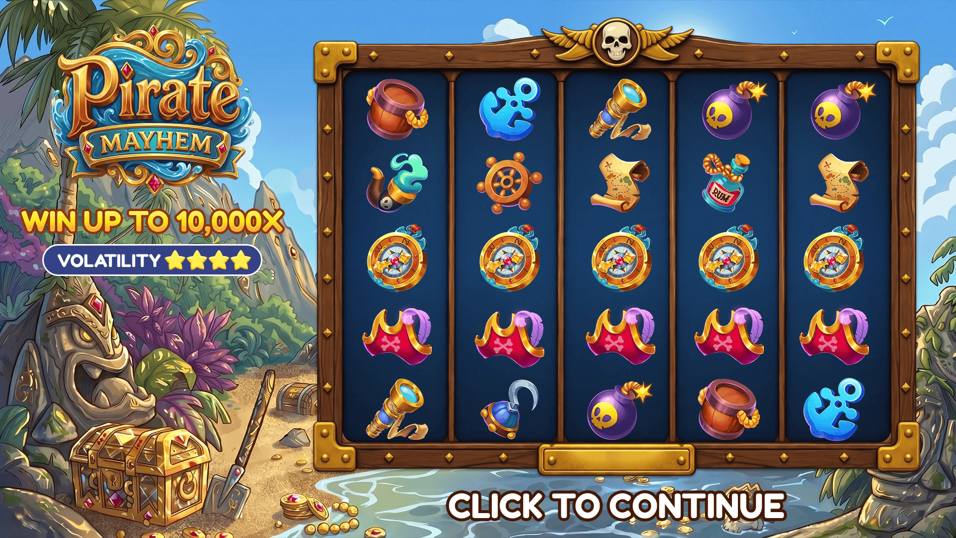 Pirate Mayhem slot intro screen