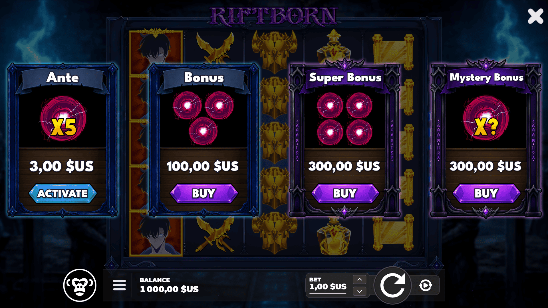 Riftborn bonus buy menu