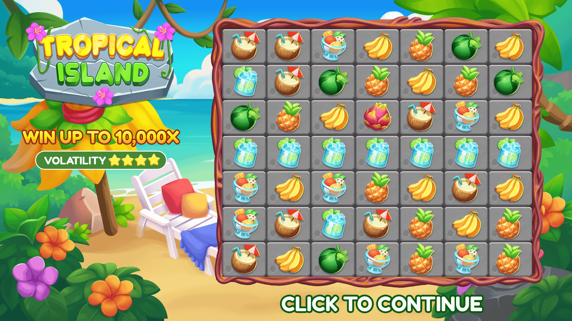 Tropical Island slot intro screen