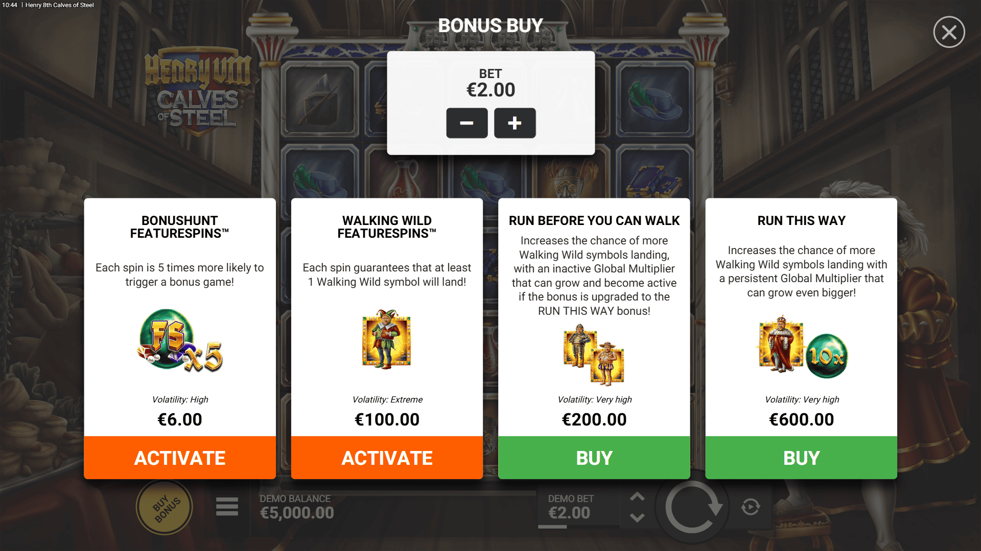 Henry 8th Calves of Steel bonus buy menu