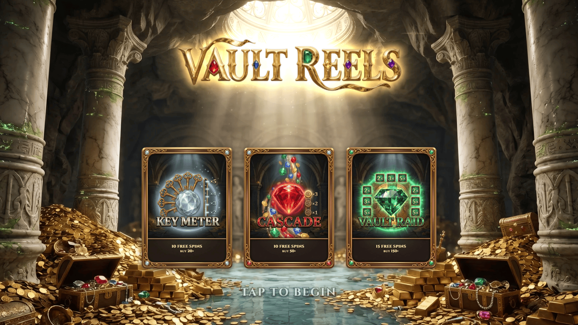 Vault Reels slot intro screen