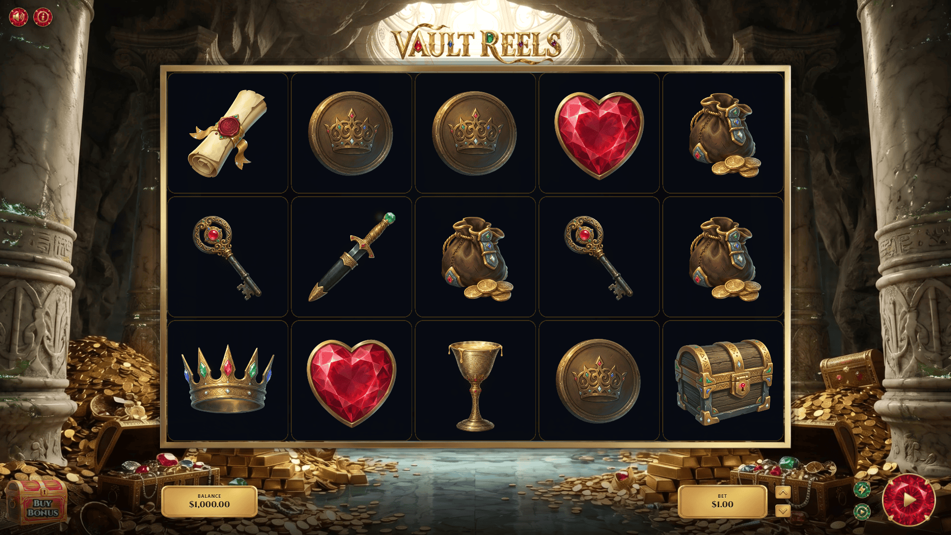Vault Reels slot gameplay reels