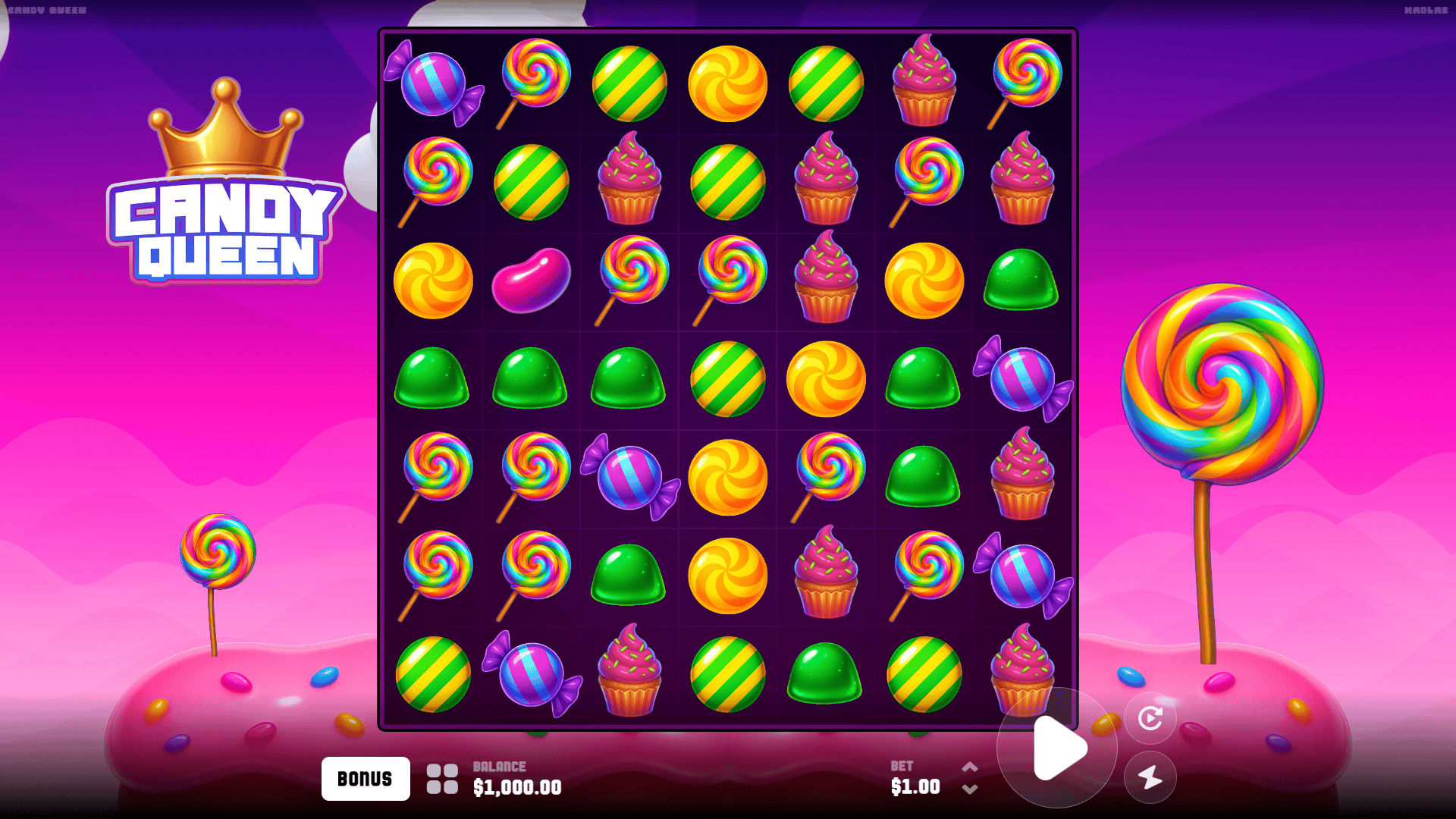 Candy Queen slot gameplay reels