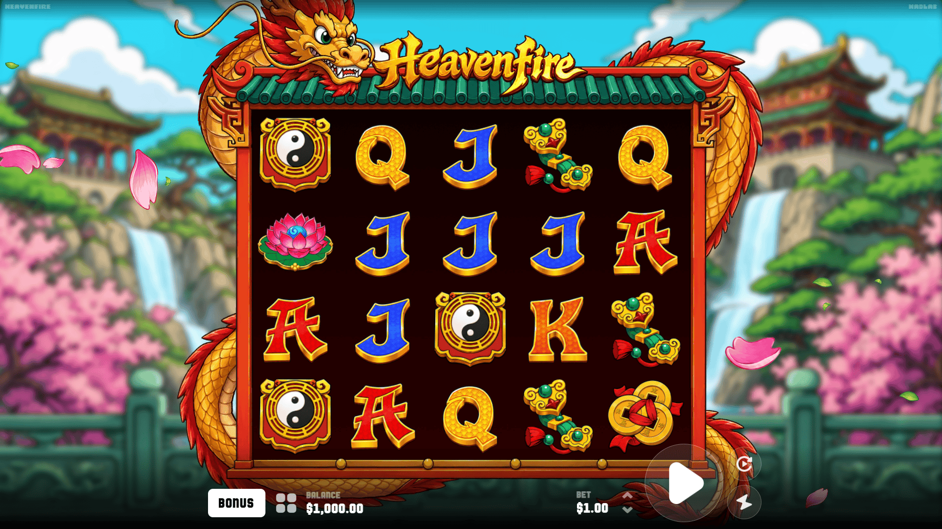 Heavenfire slot gameplay reels