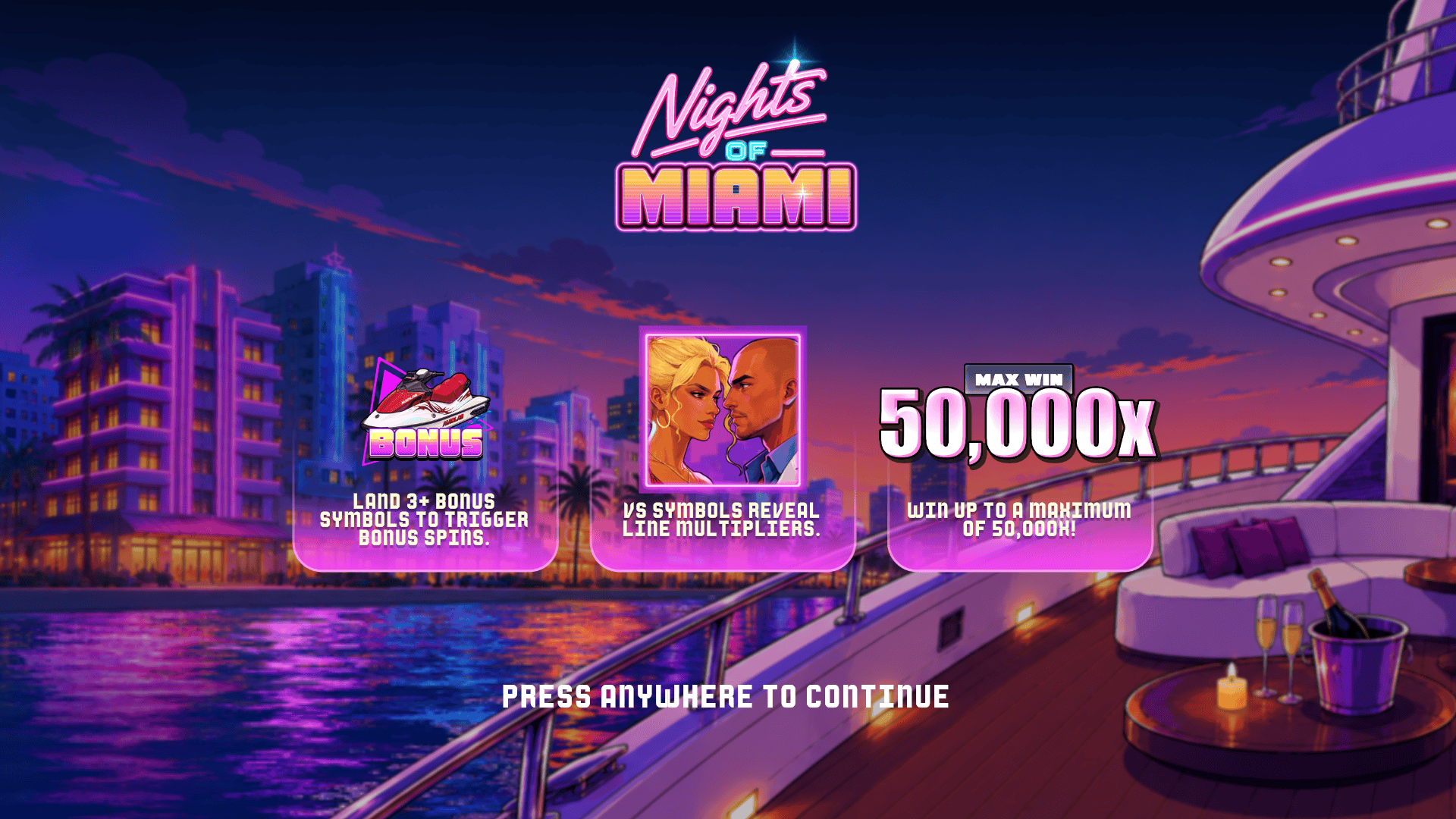 Nights Of Miami slot intro screen