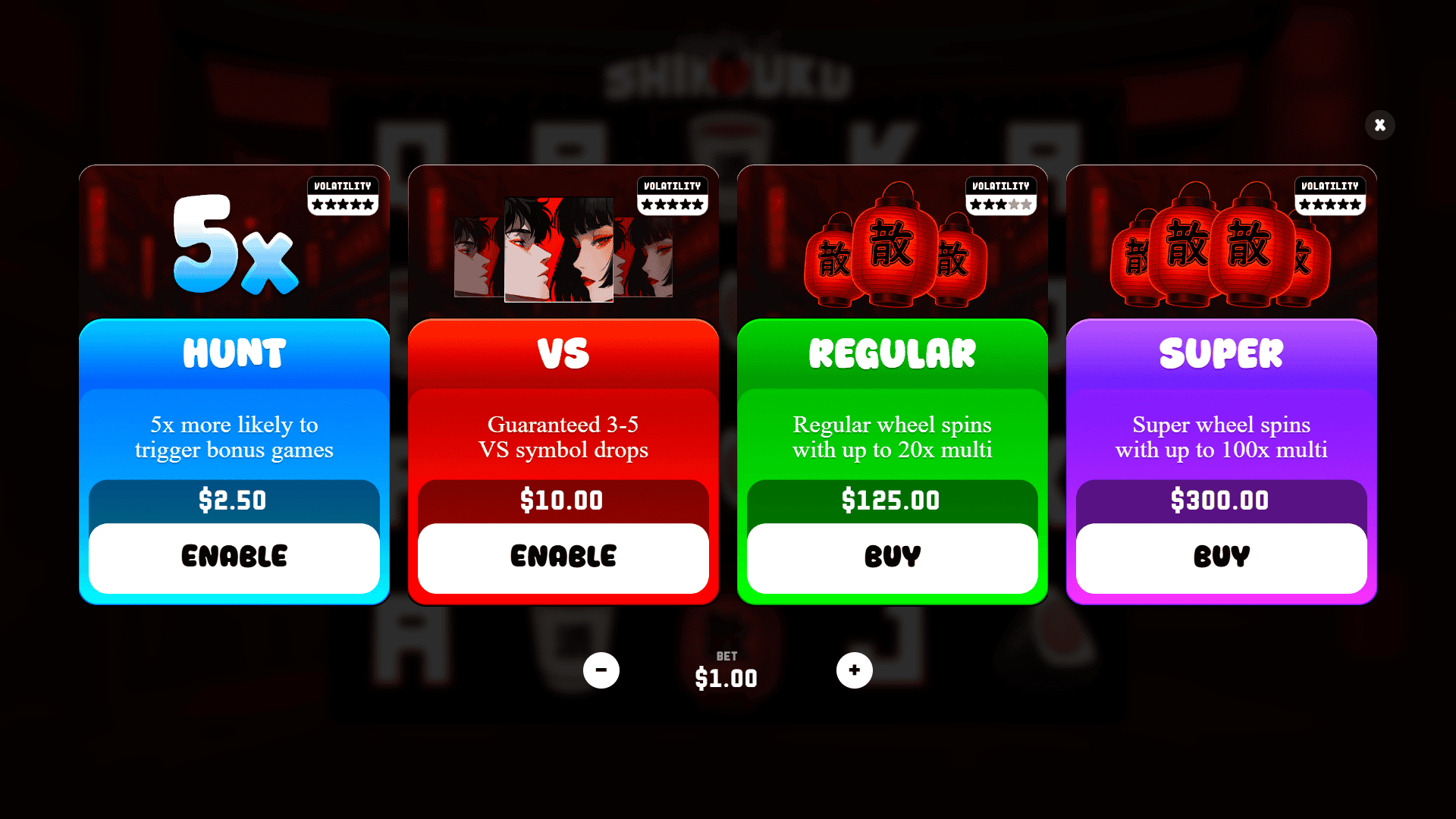 Nights of Shinjuku bonus buy menu