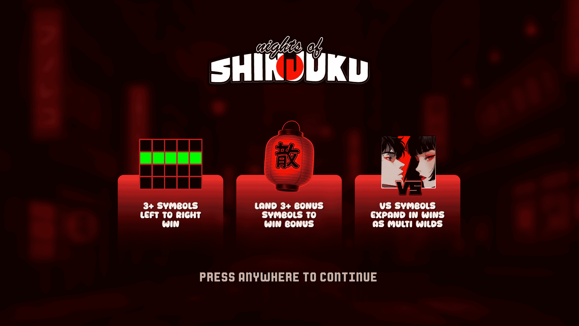 Nights of Shinjuku slot intro screen