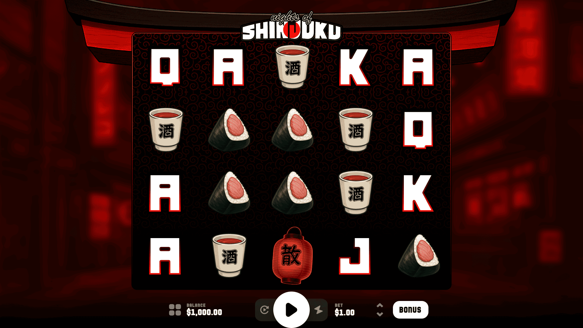 Nights of Shinjuku slot gameplay reels