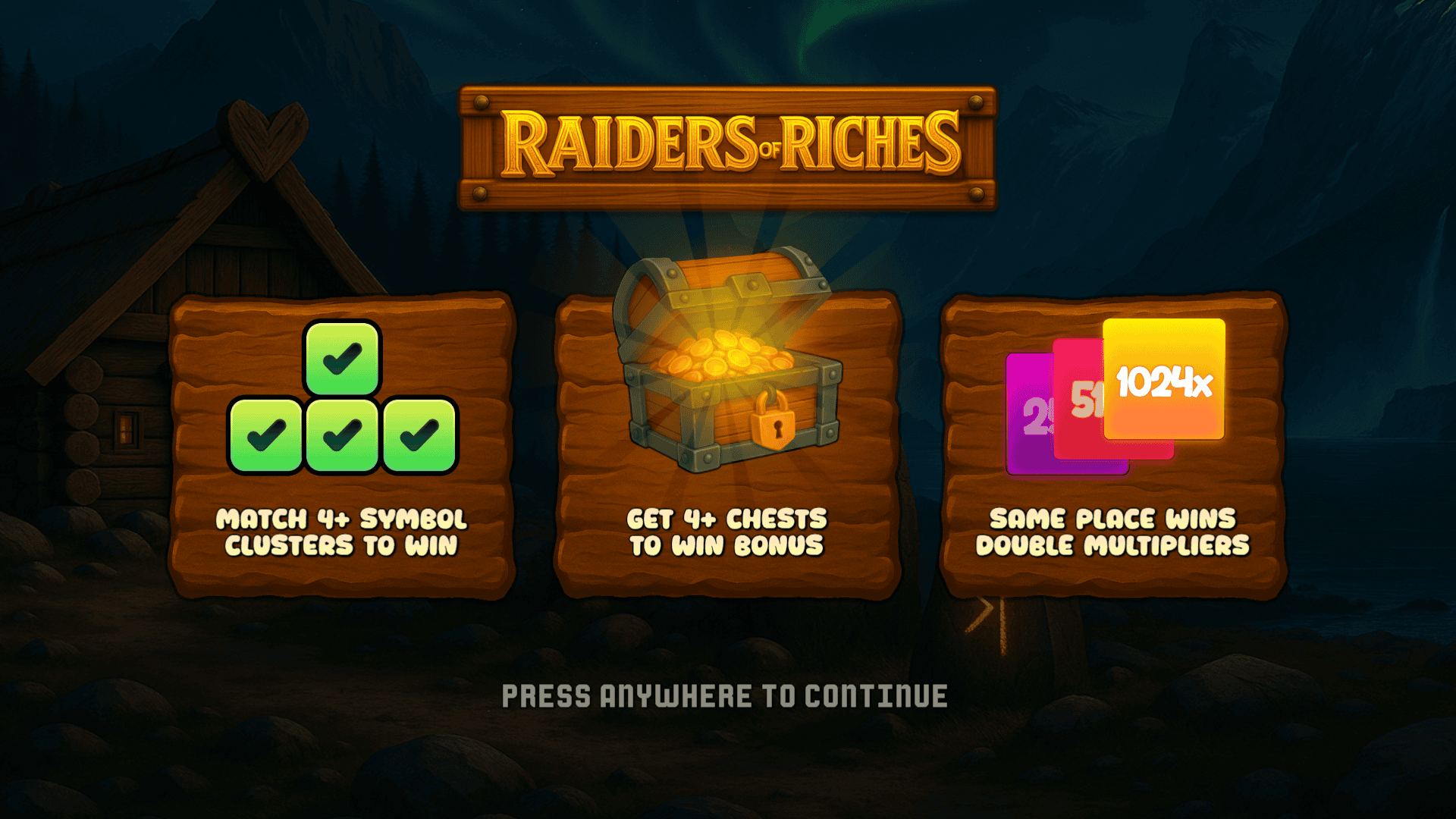 Raiders of Riches slot intro screen