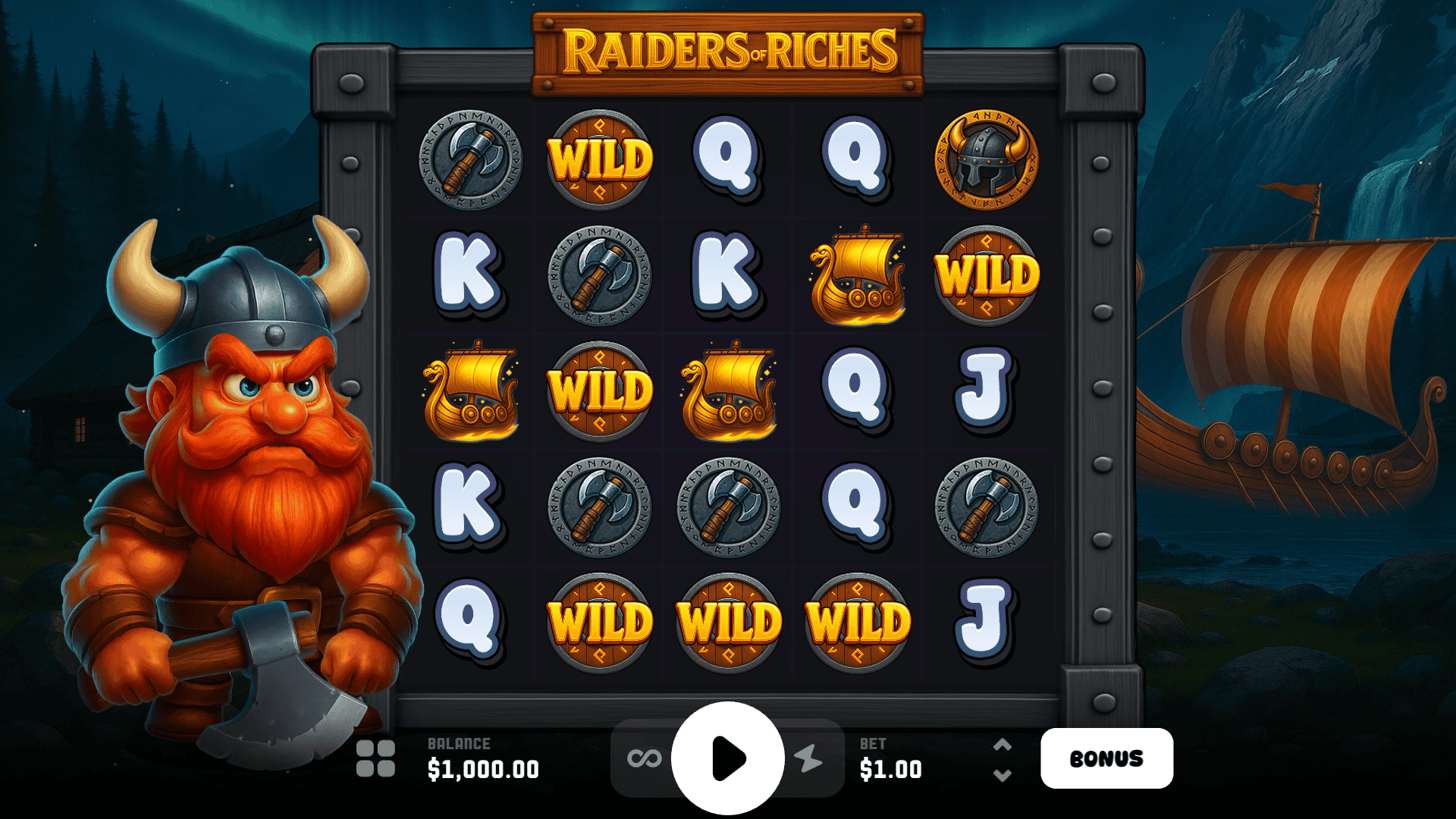 Raiders of Riches slot gameplay reels