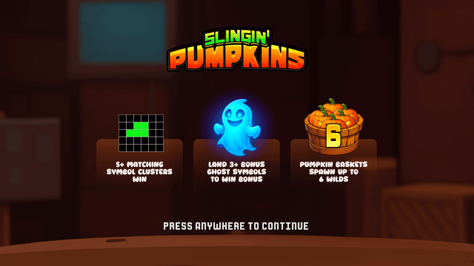 Slingin' Pumpkins slot intro screen