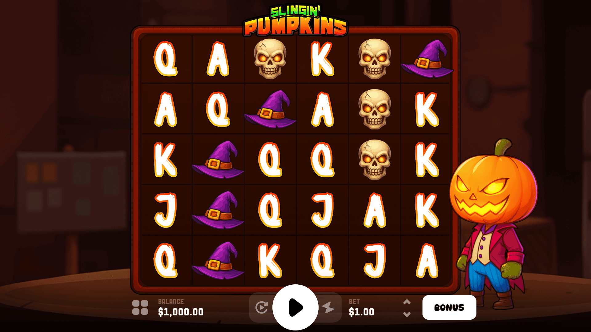 Slingin' Pumpkins slot gameplay reels