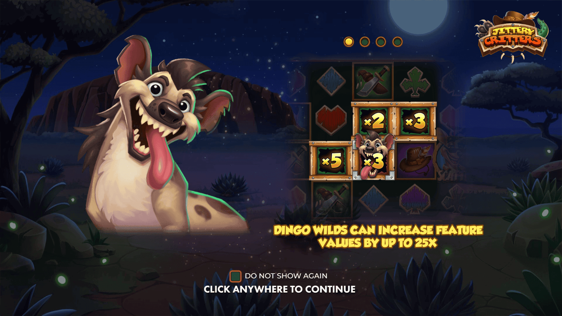 Jittery Critters slot intro screen