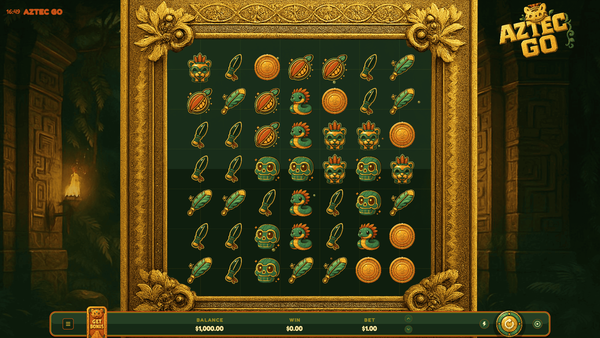 Aztec Go slot gameplay reels