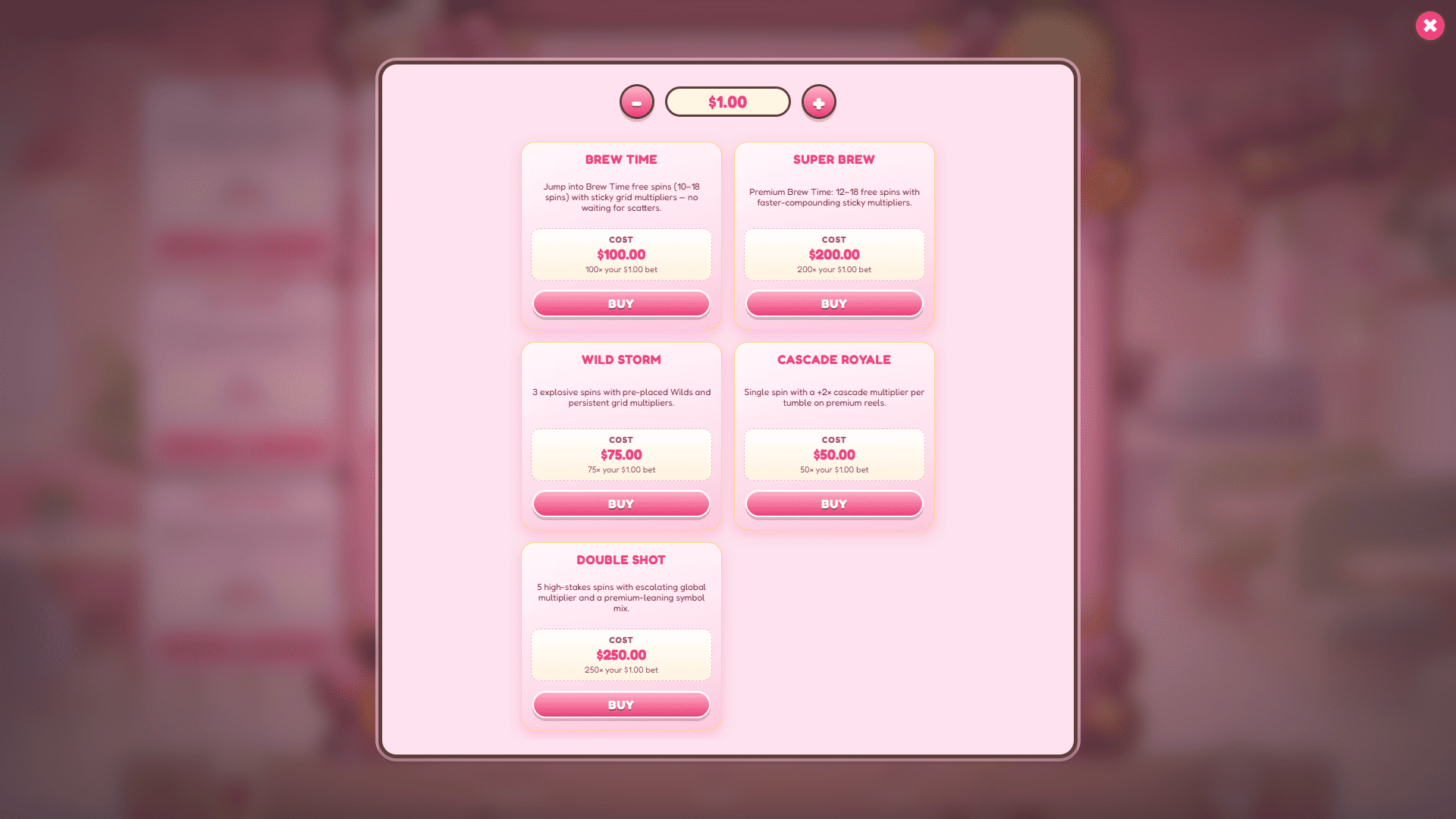 Boba Blitz bonus buy menu