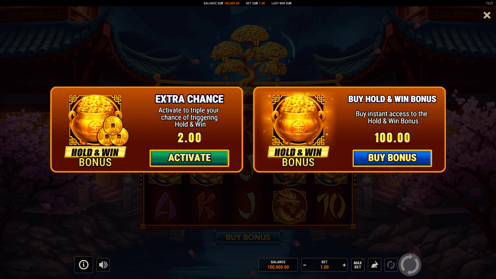 Bonsai Gold 2: Age of Prosperity bonus buy menu