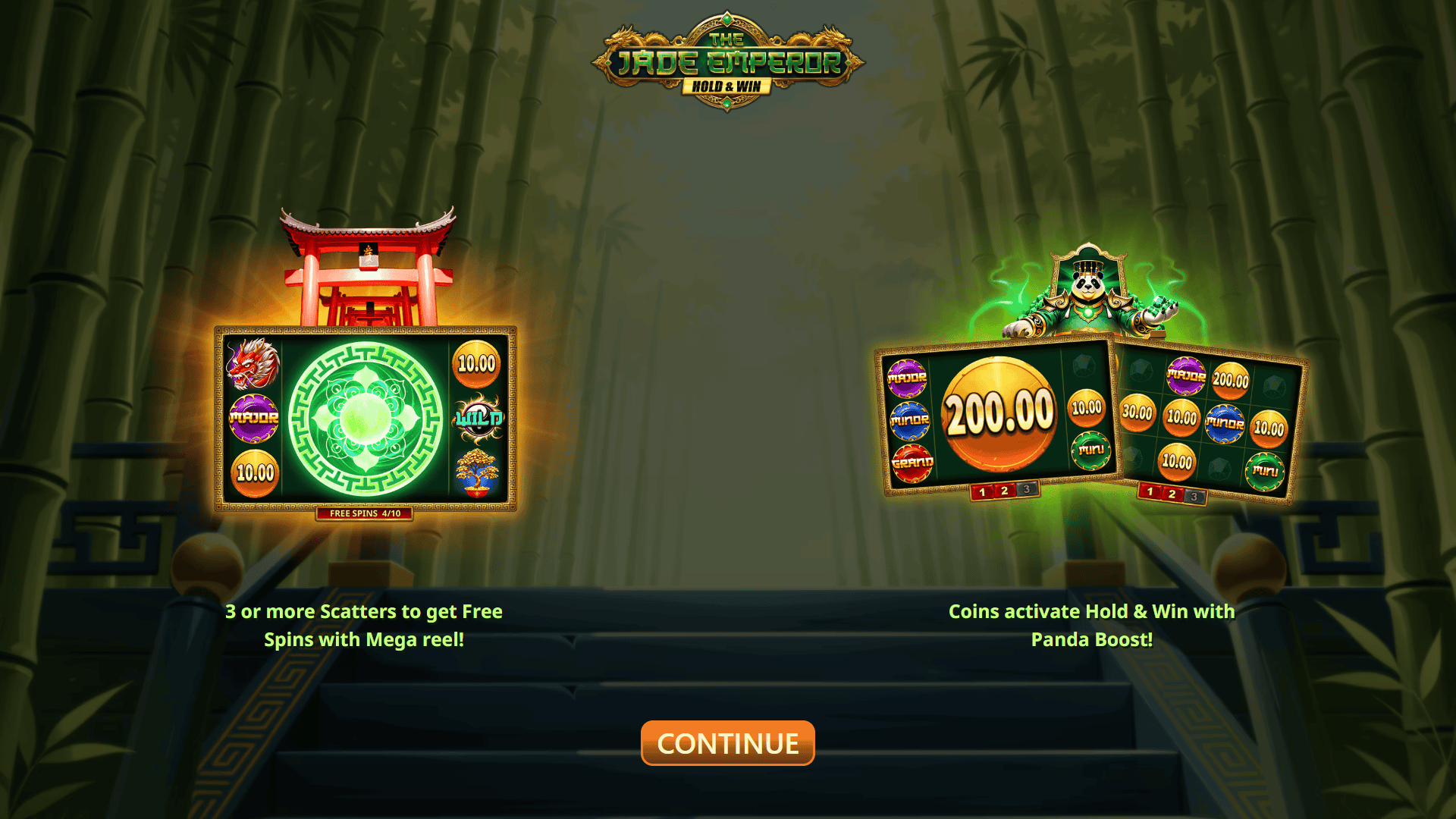 The Jade Emperor Hold and Win slot intro screen