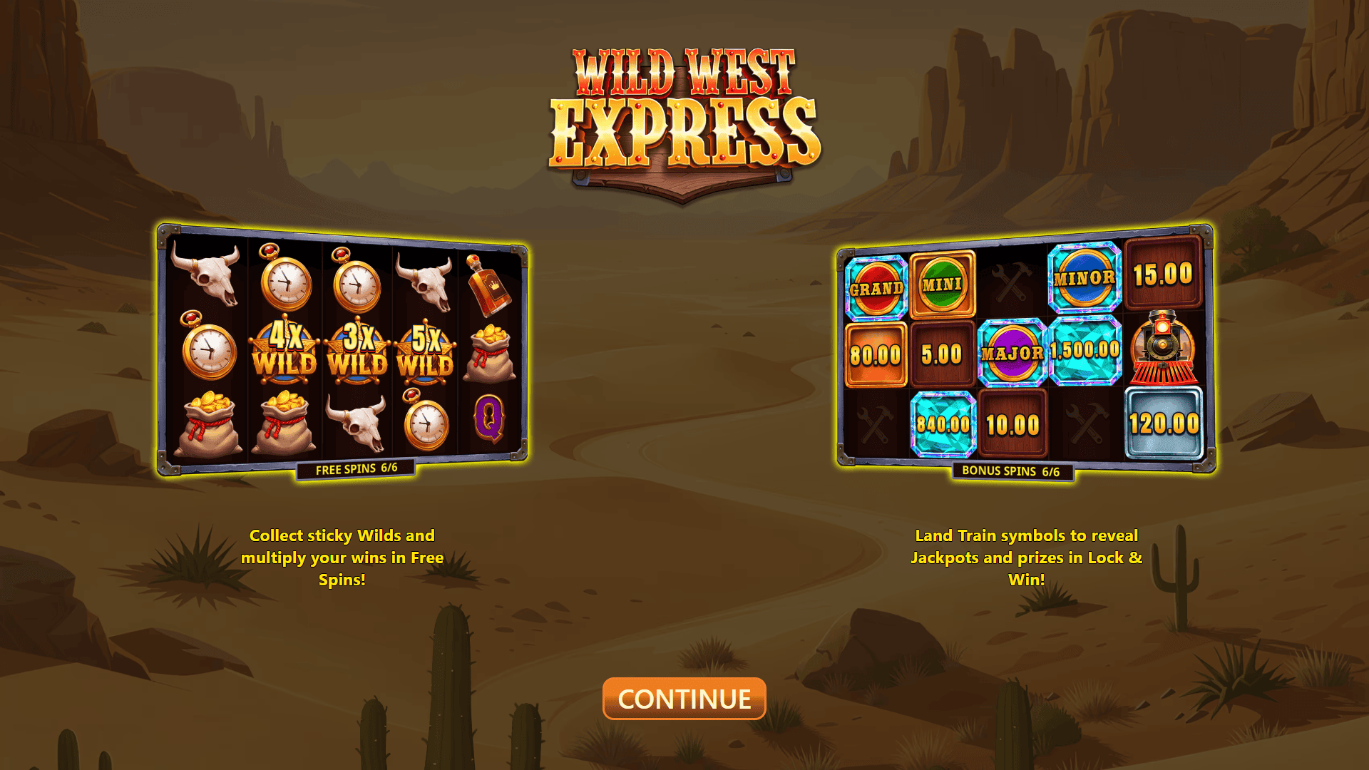 Wild West Express slot intro screen