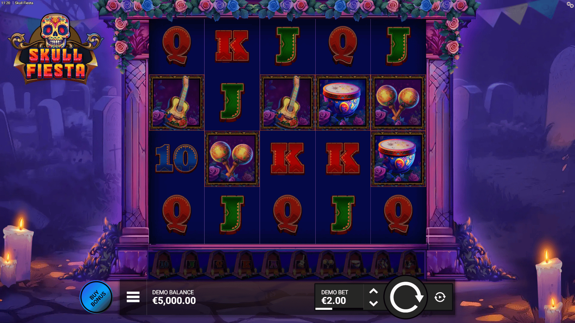Skull Fiesta slot gameplay reels