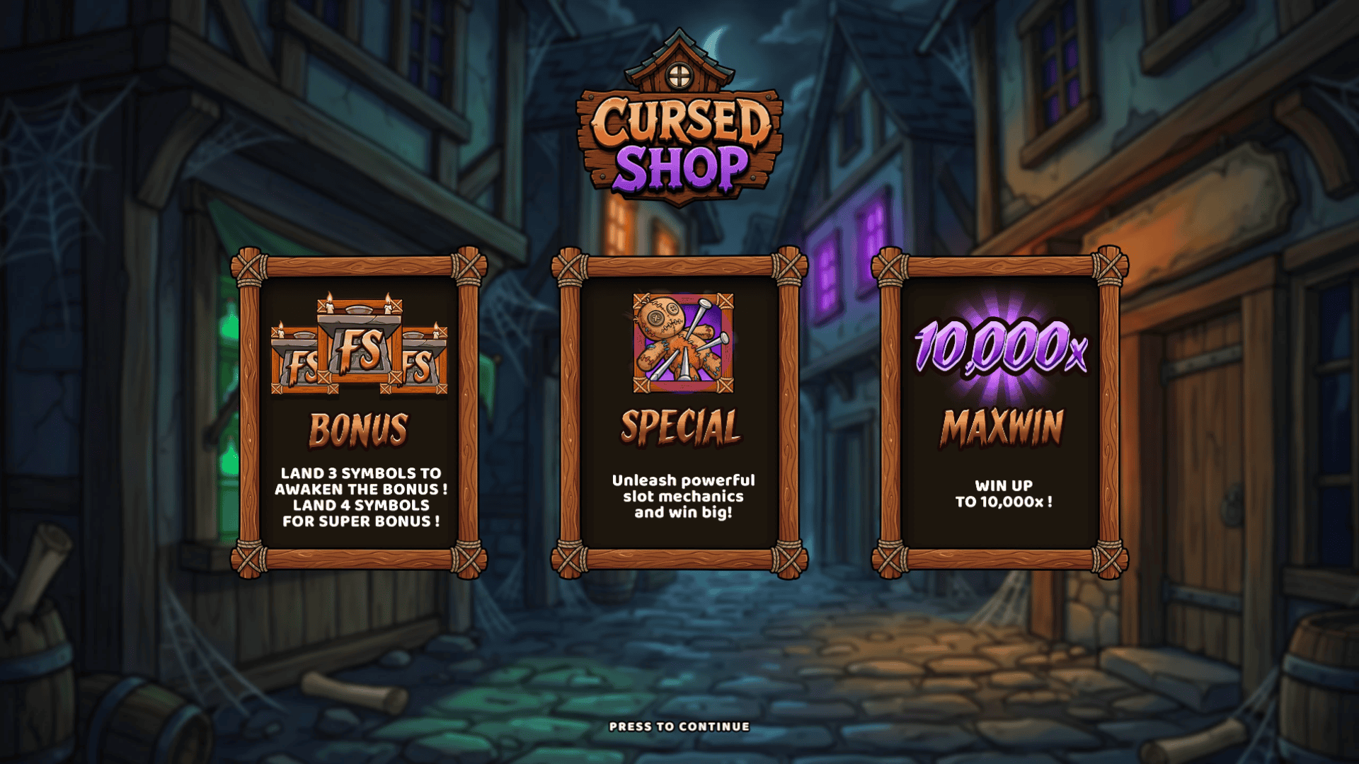 Cursed Shop slot intro screen