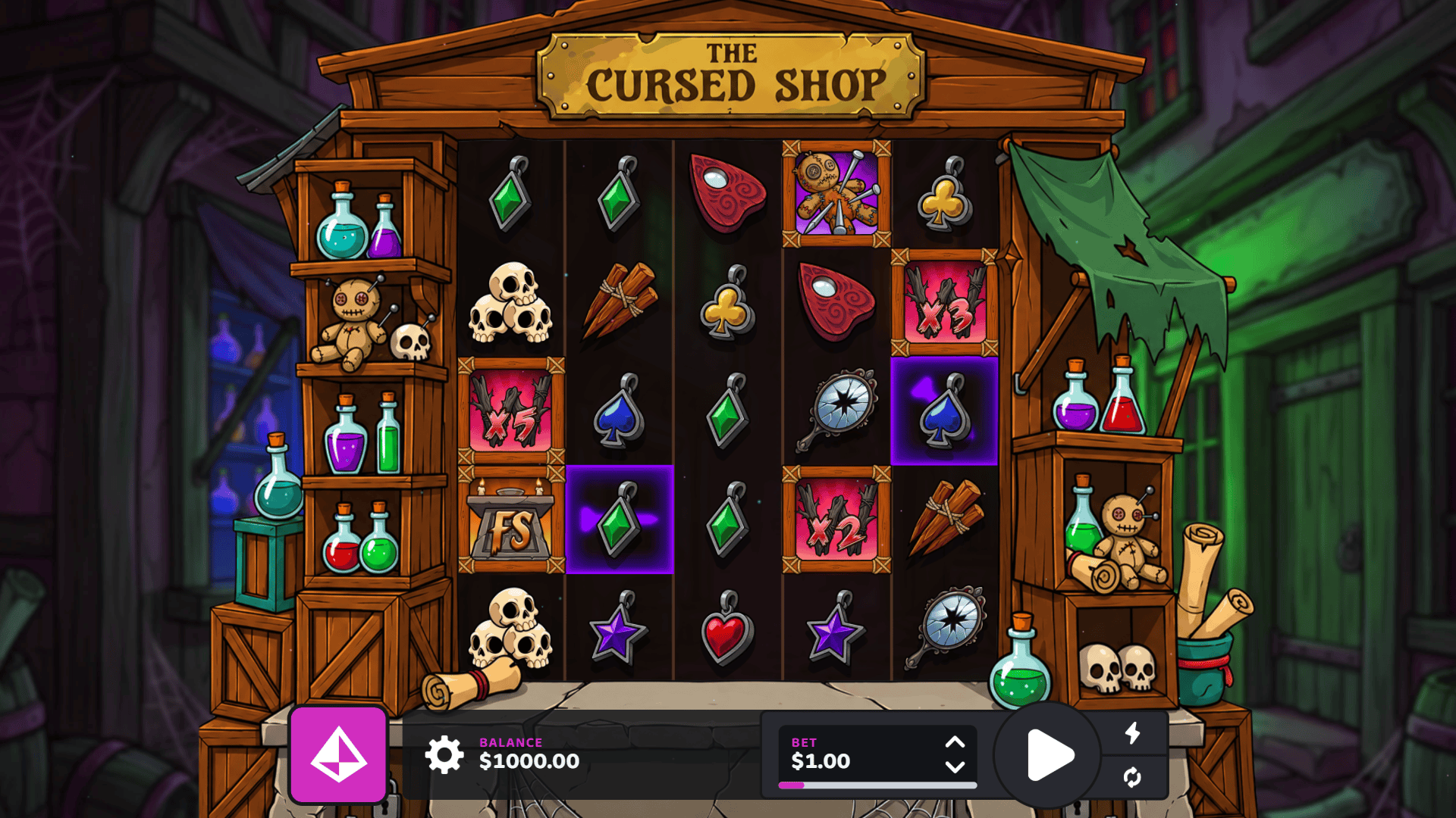 Cursed Shop slot gameplay reels