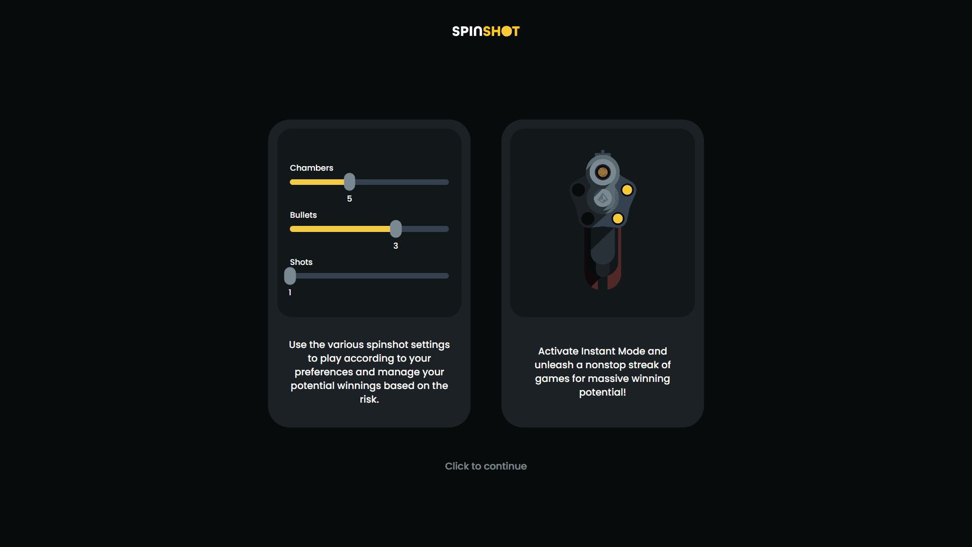 Spinshot slot intro screen