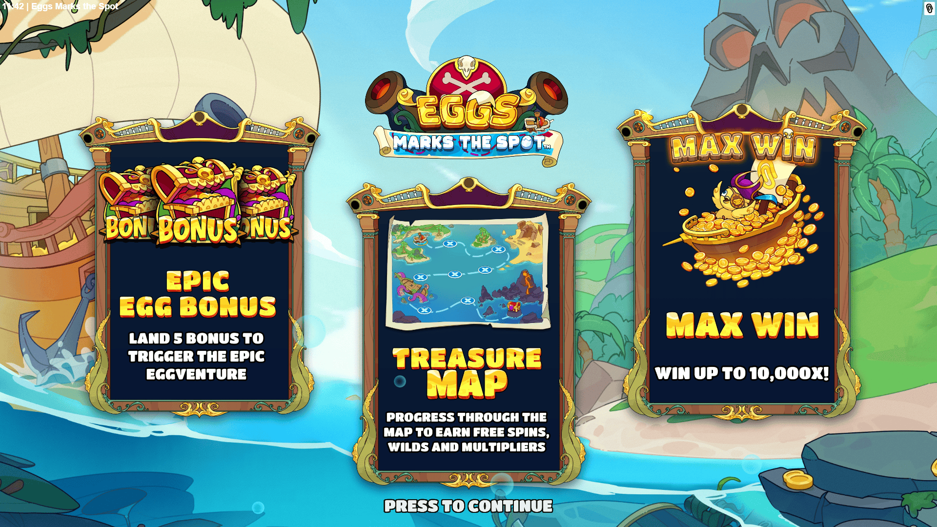 Eggs Marks the Spot slot intro screen