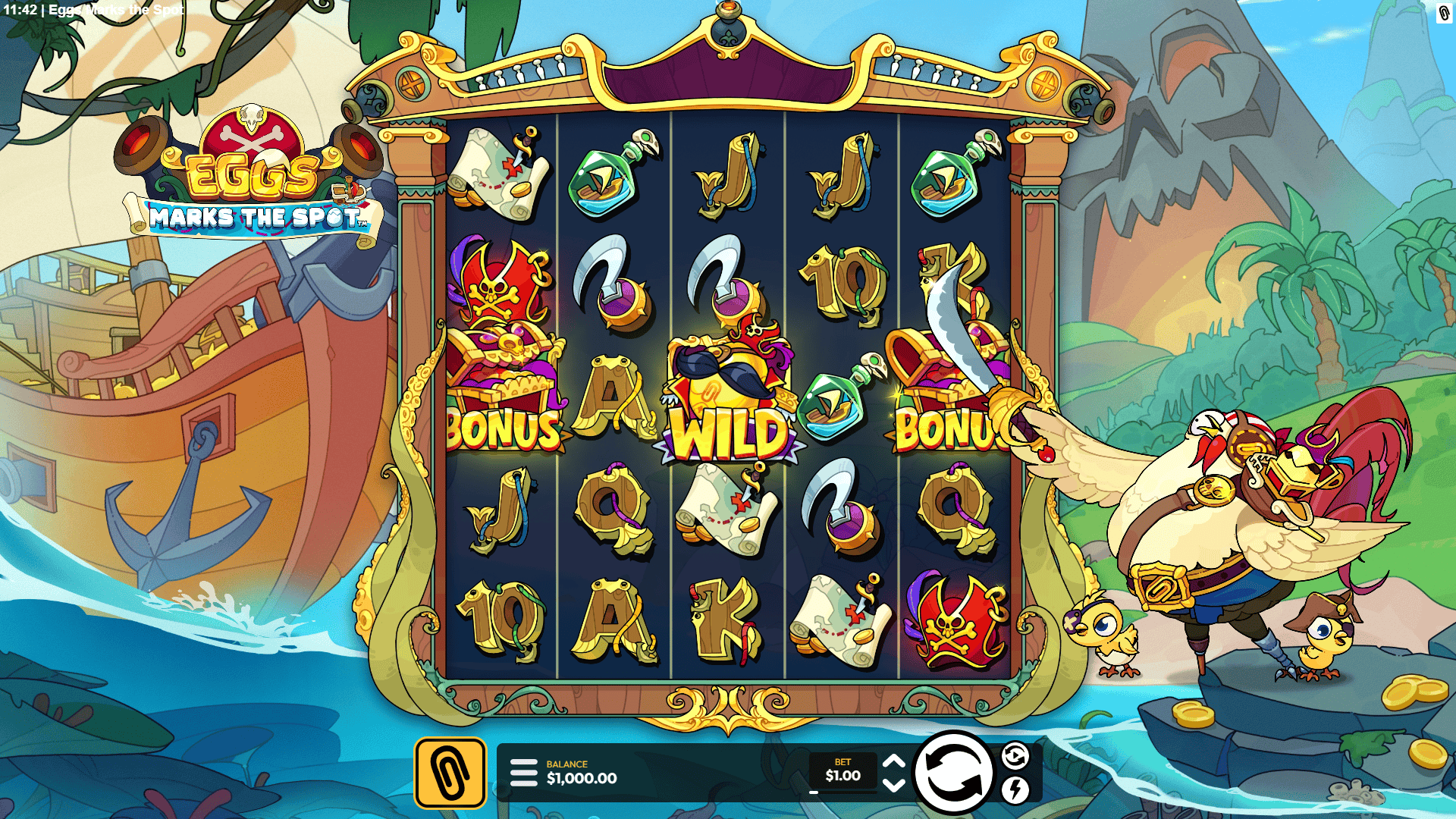 Eggs Marks the Spot slot gameplay reels