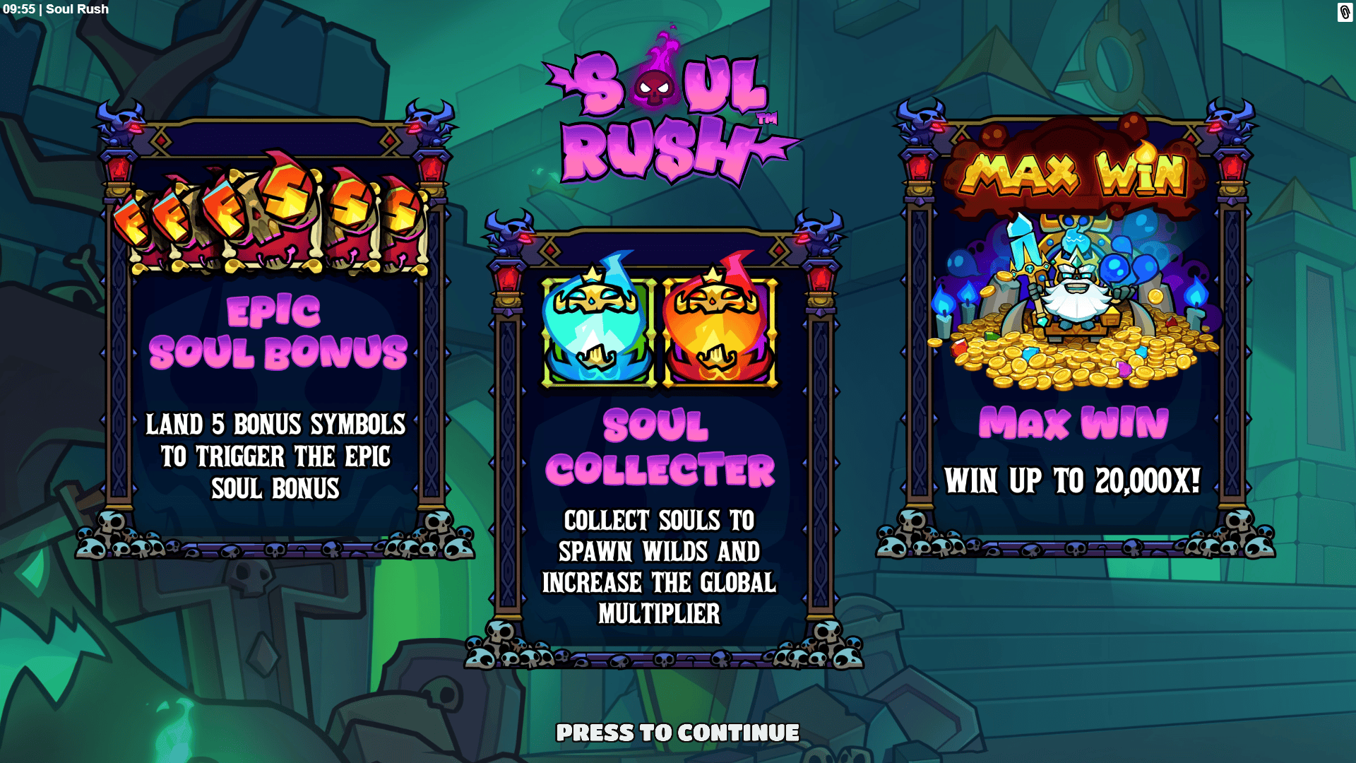 Soul Rush slot intro screen