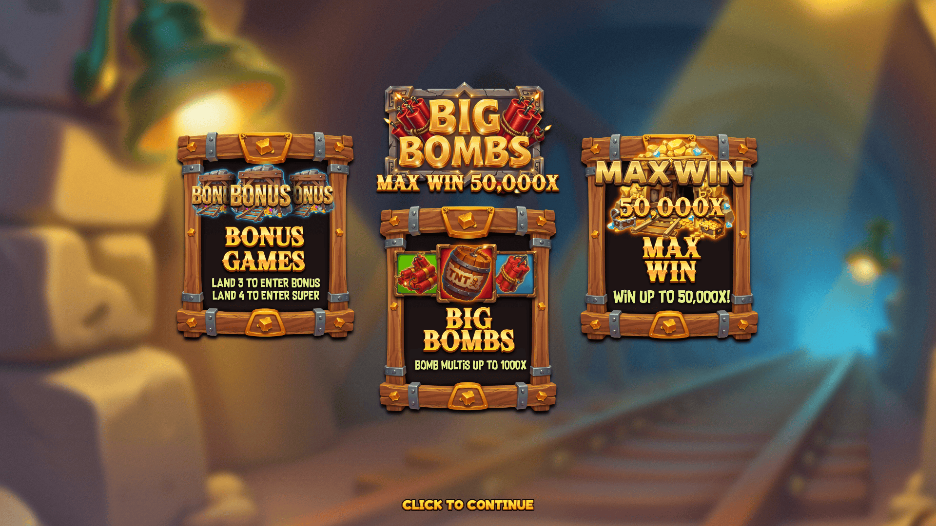 Big Bombs slot intro screen