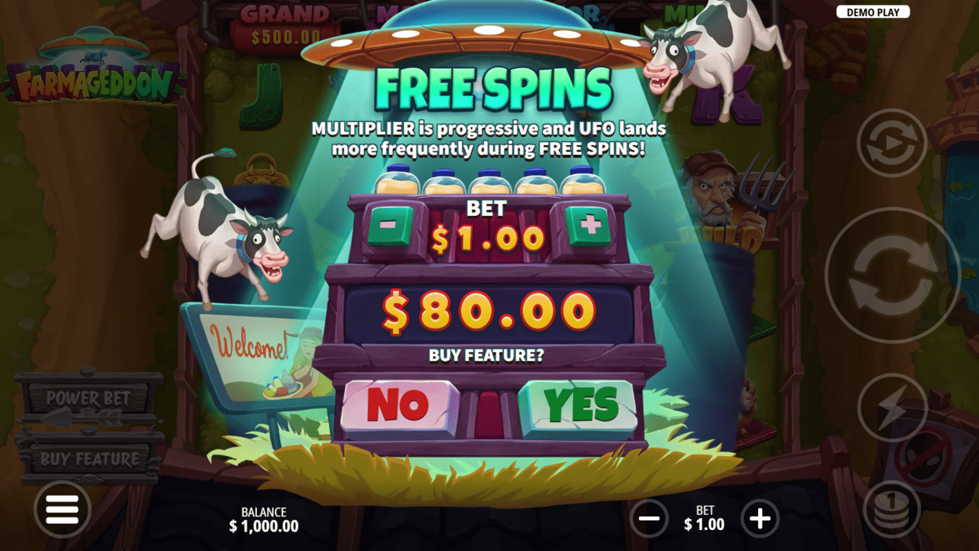 Farmageddon bonus buy menu